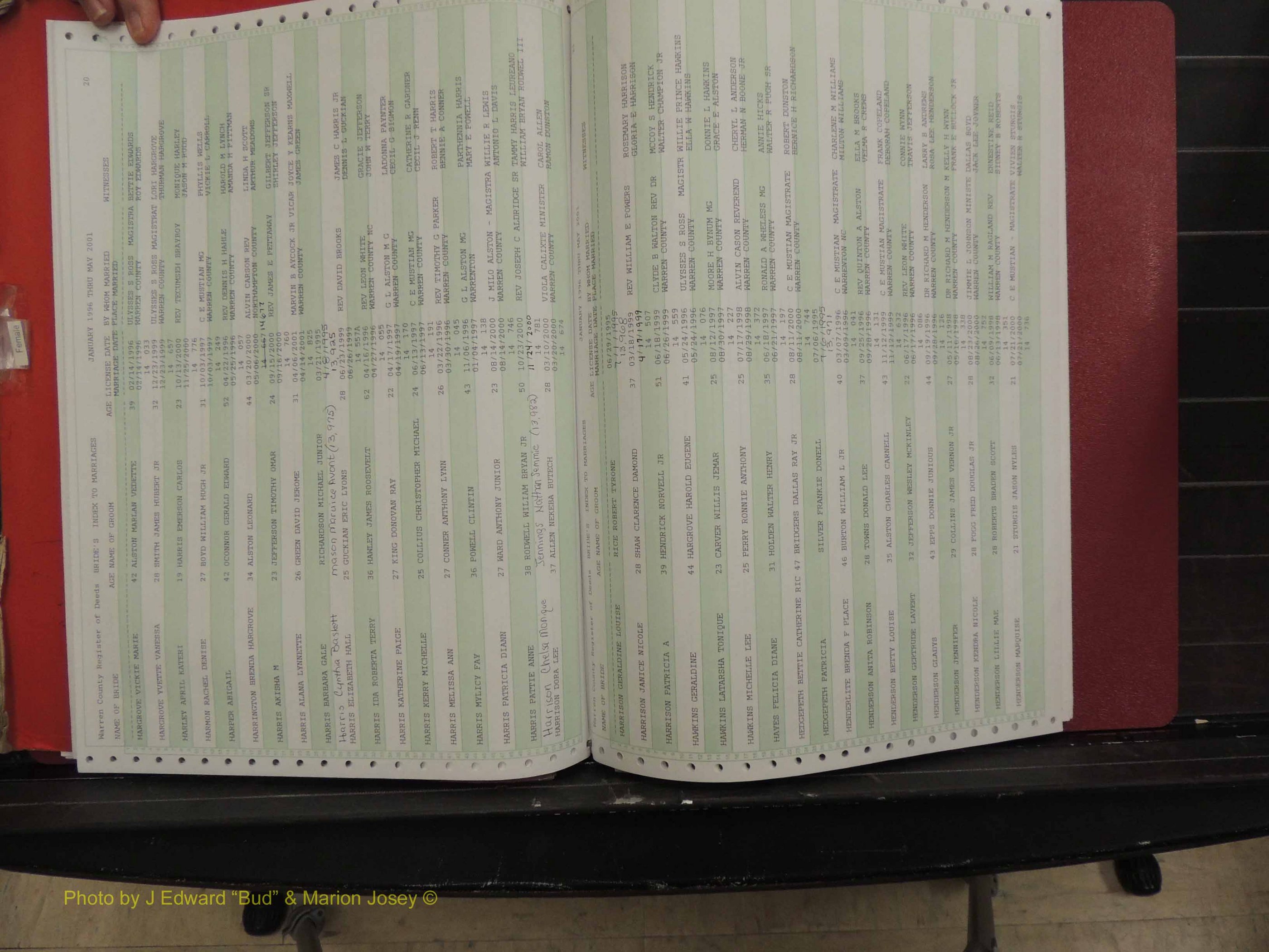 Warren Co, NC, Marriages, A-Z, 1996-2000 (137).JPG