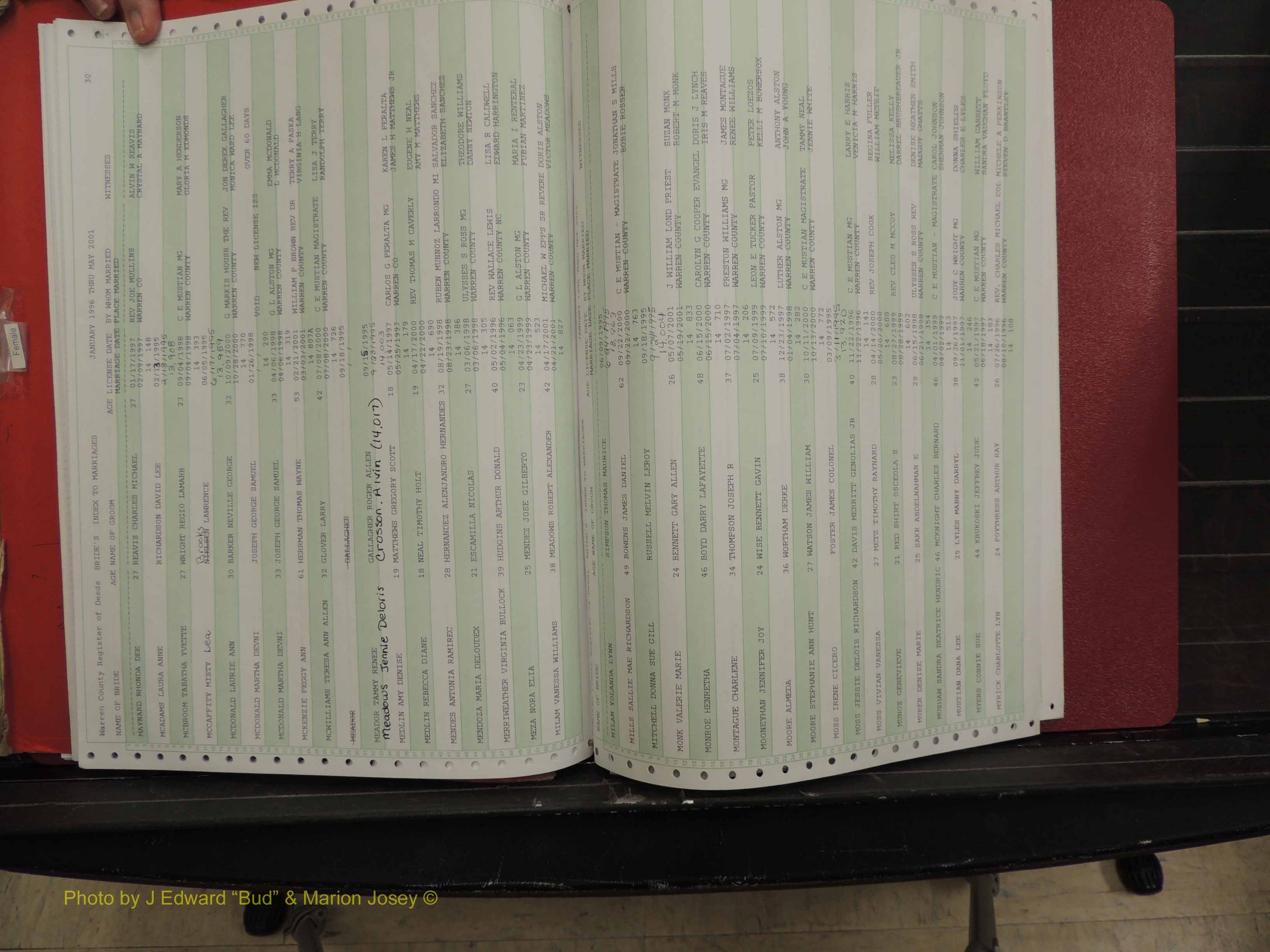 Warren Co, NC, Marriages, A-Z, 1996-2000 (142).JPG