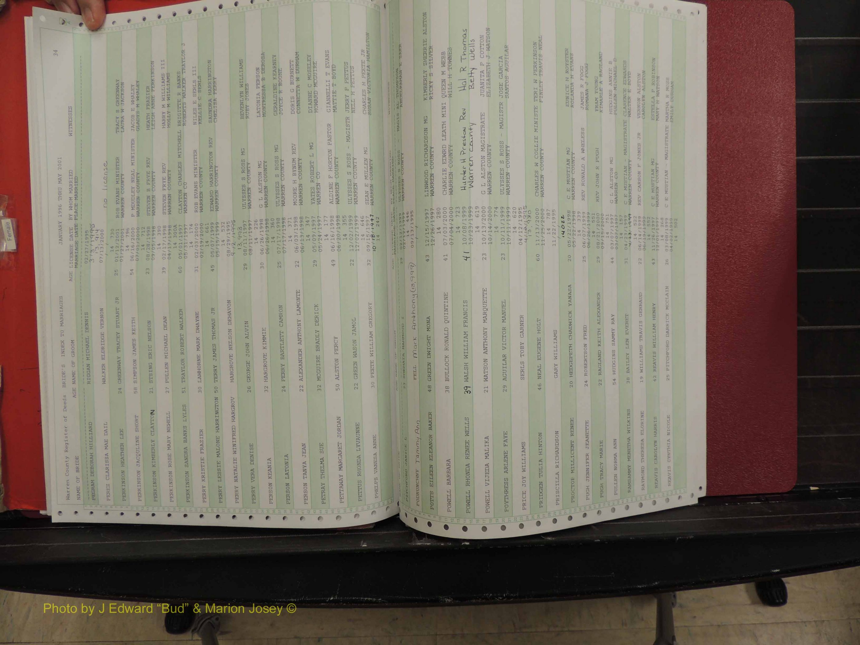 Warren Co, NC, Marriages, A-Z, 1996-2000 (145).JPG