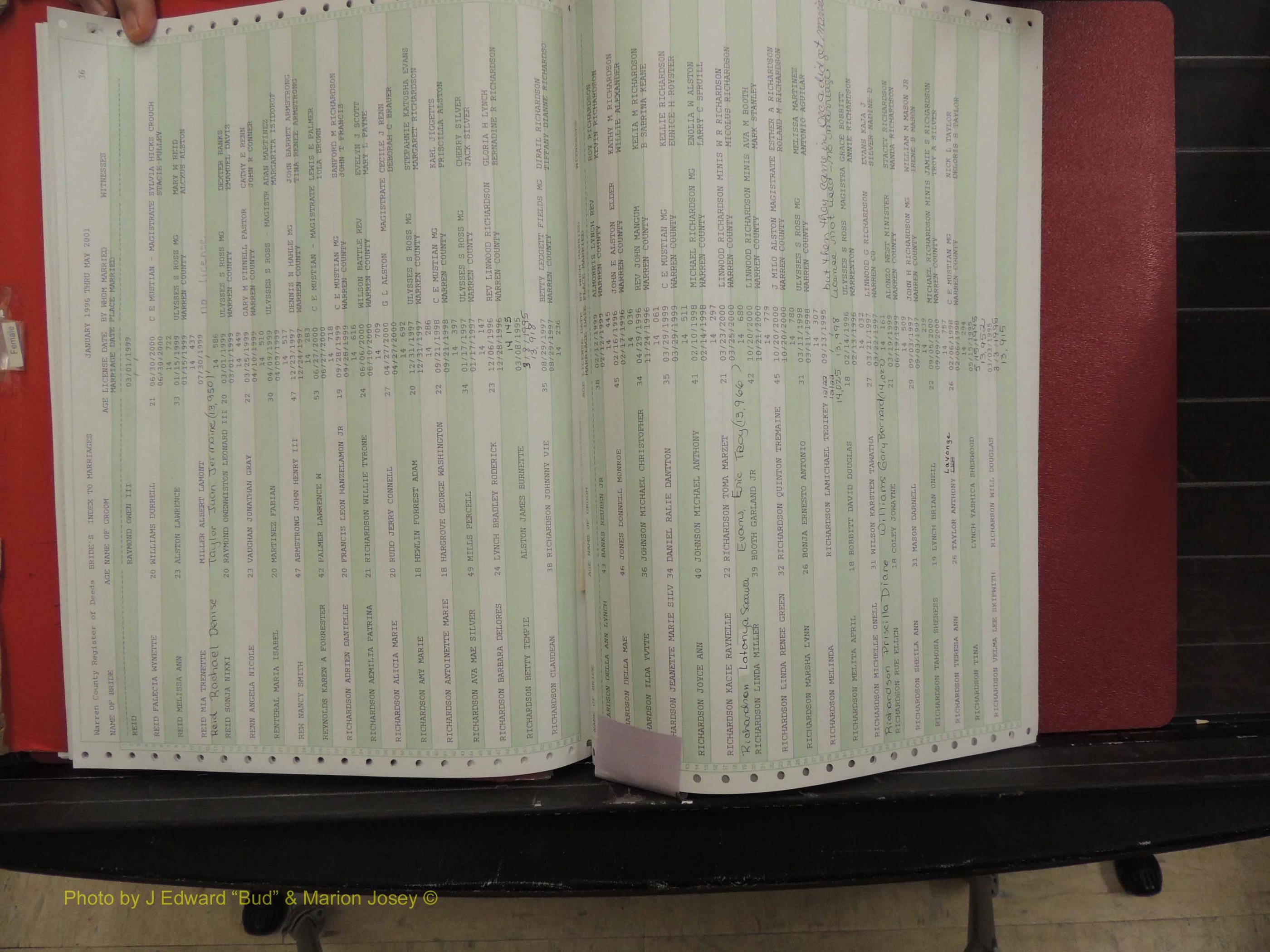 Warren Co, NC, Marriages, A-Z, 1996-2000 (146).JPG