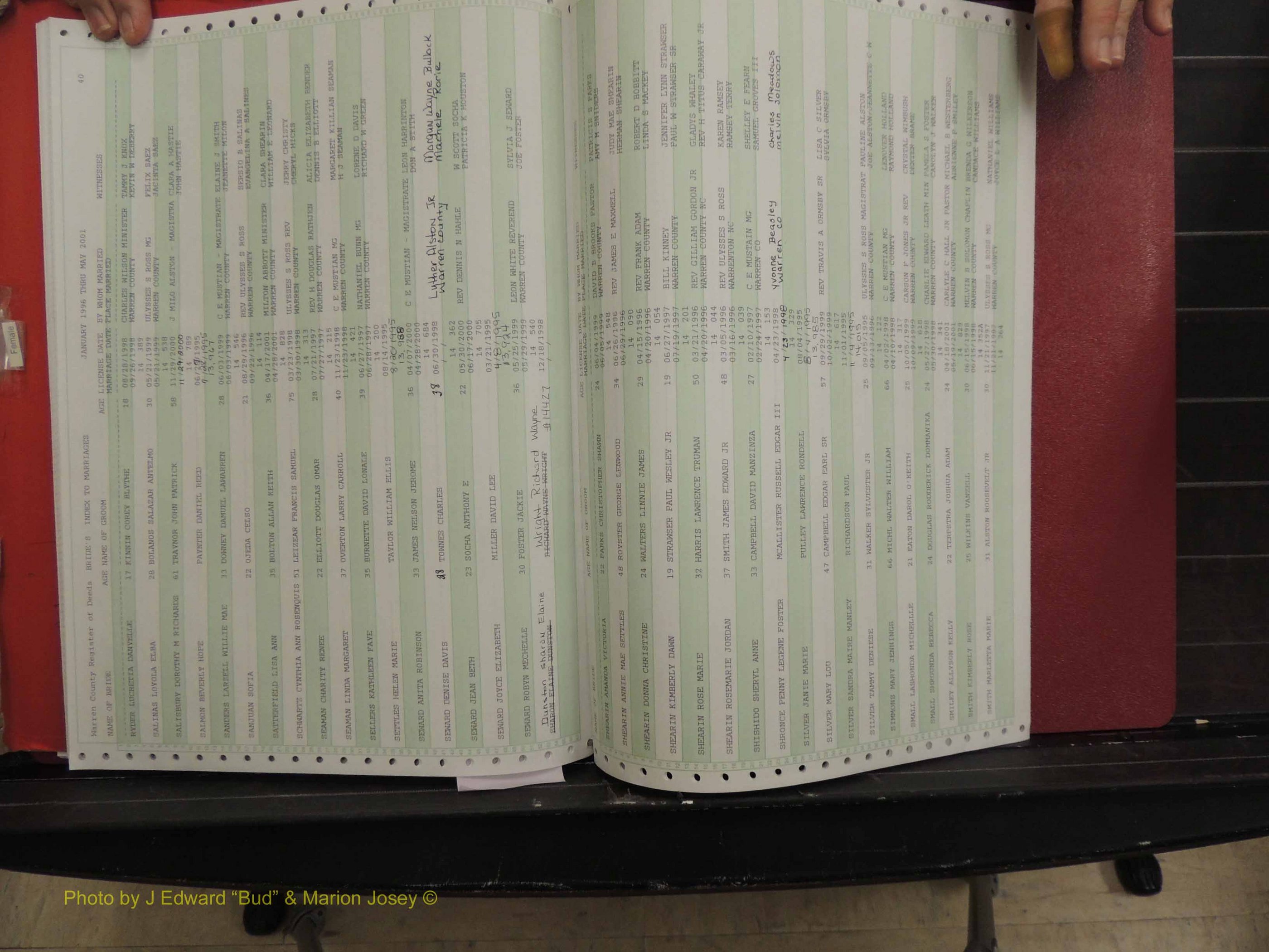 Warren Co, NC, Marriages, A-Z, 1996-2000 (148).JPG