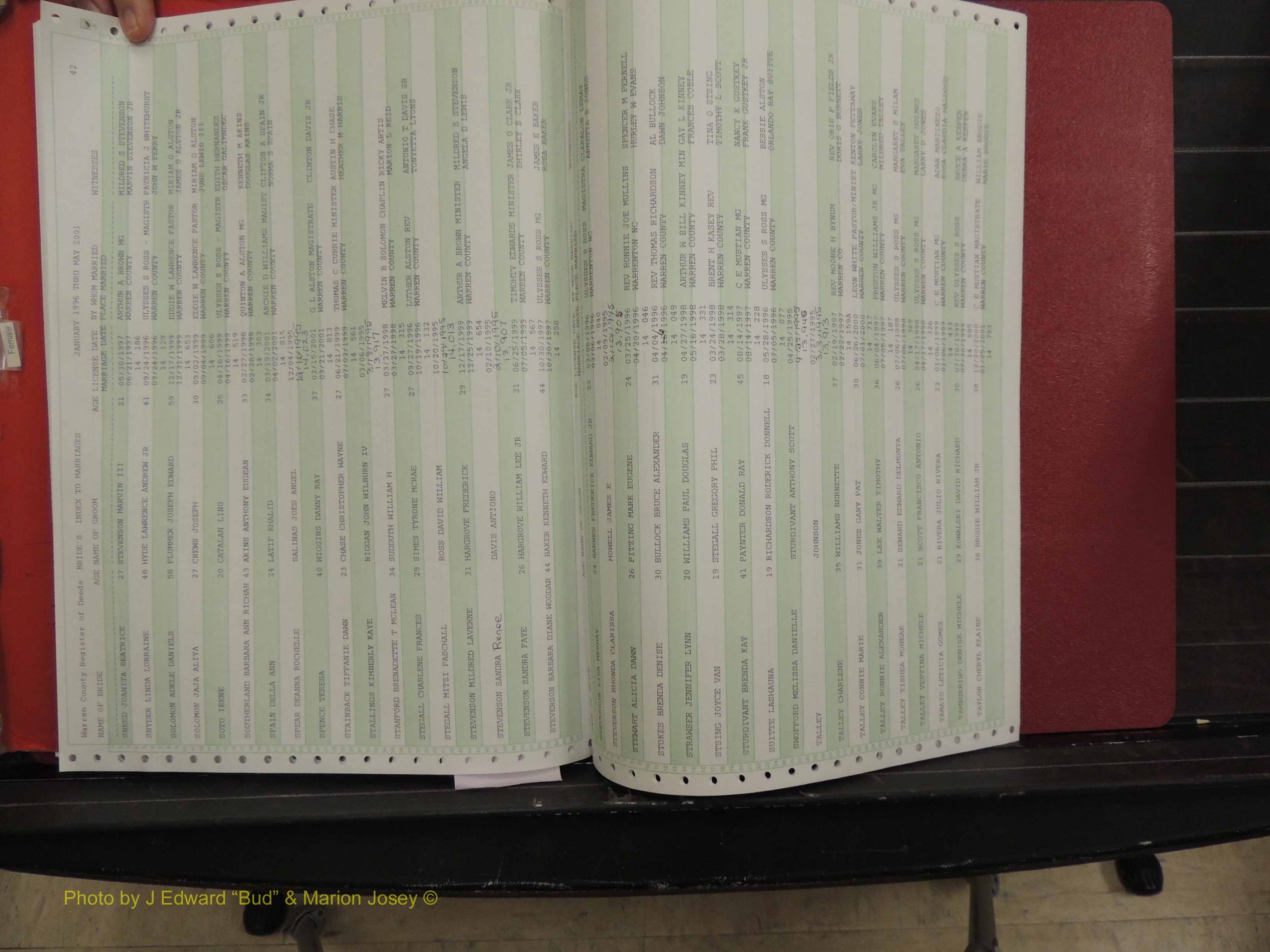 Warren Co, NC, Marriages, A-Z, 1996-2000 (149).JPG