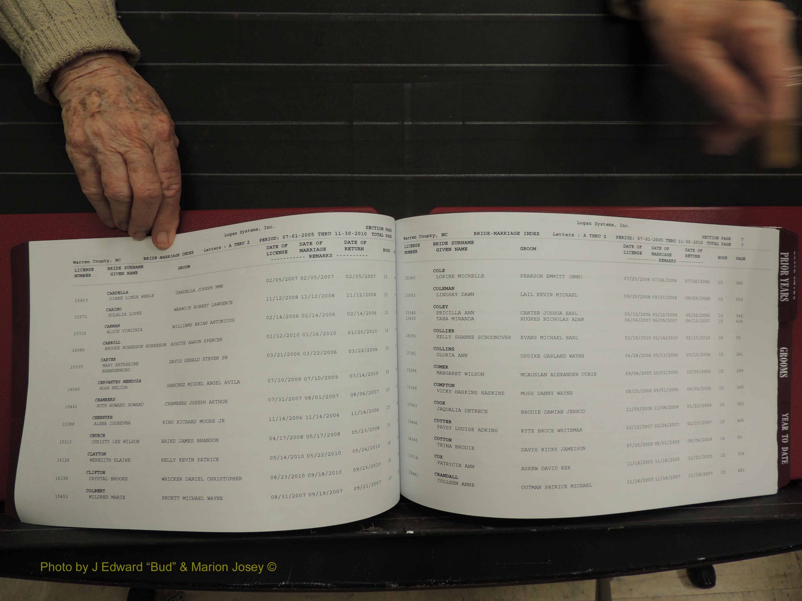 Warren Co, NC, Marriages, A-Z, 2001-2012 (108).JPG