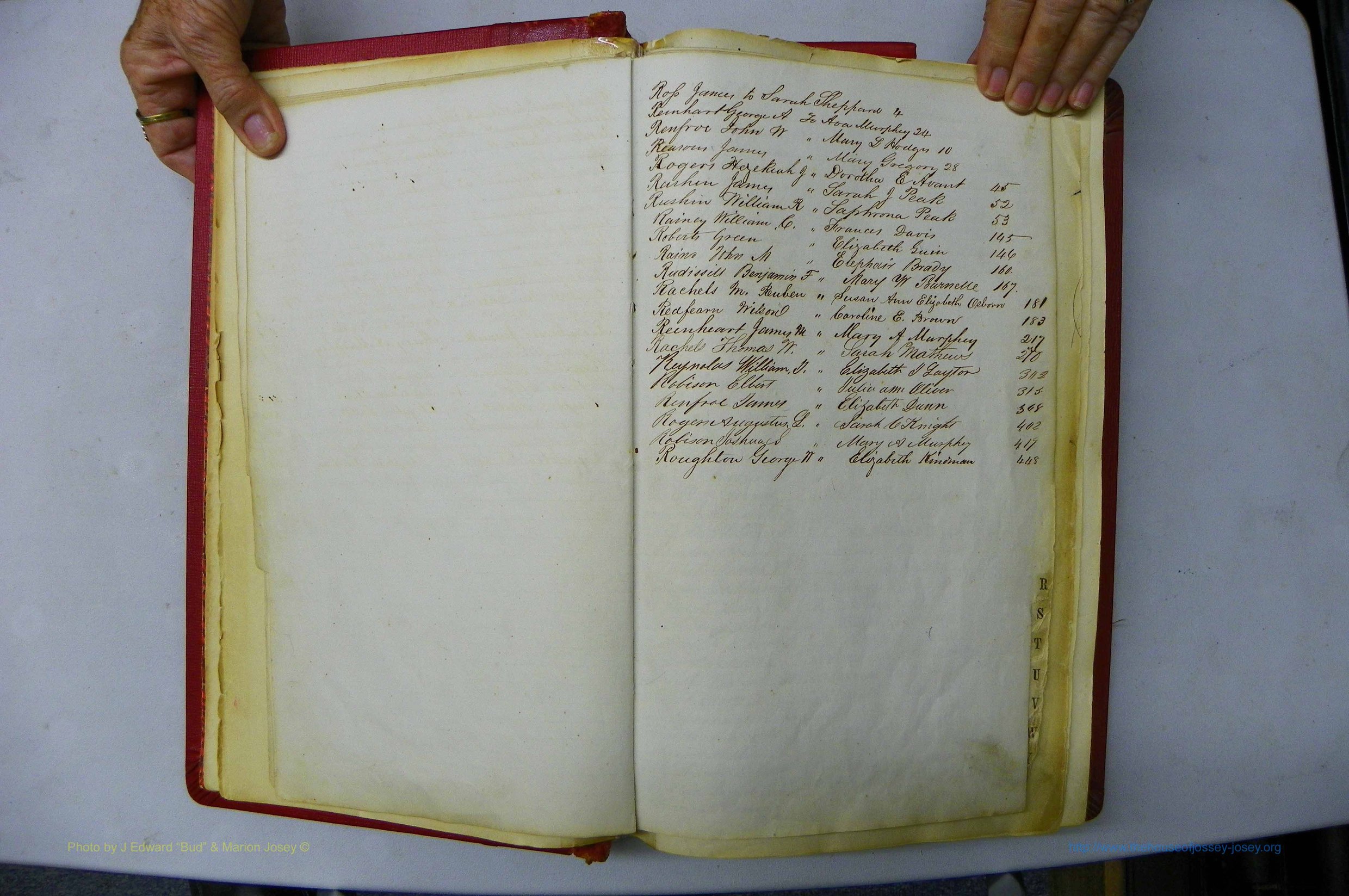 Was GA, Marriages Book B, 1852 - 1860, Index R.JPG