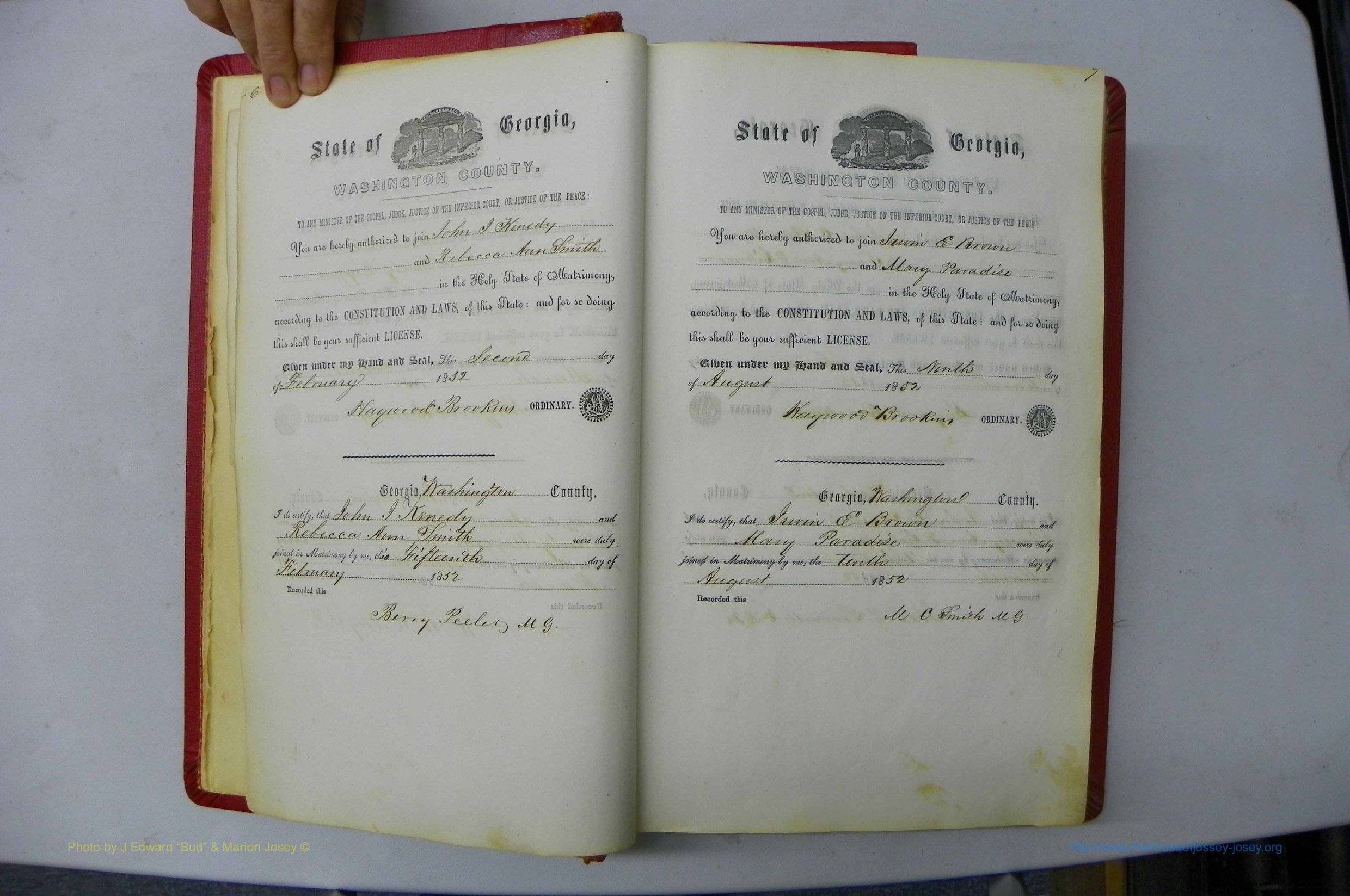 Was GA, Marriages Book B, 1852 - 1860, P 006-007.JPG