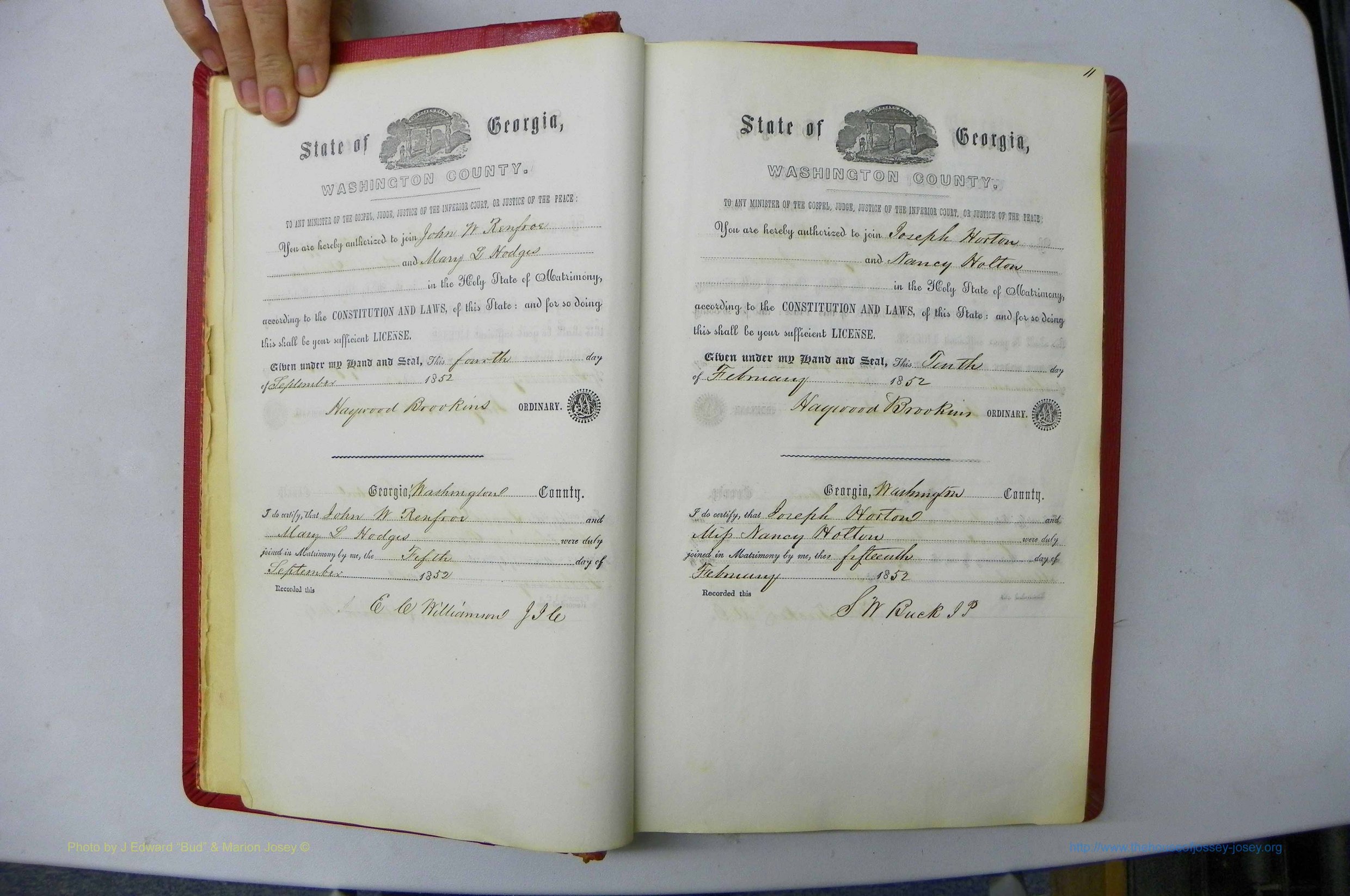 Was GA, Marriages Book B, 1852 - 1860, P 010-011.JPG