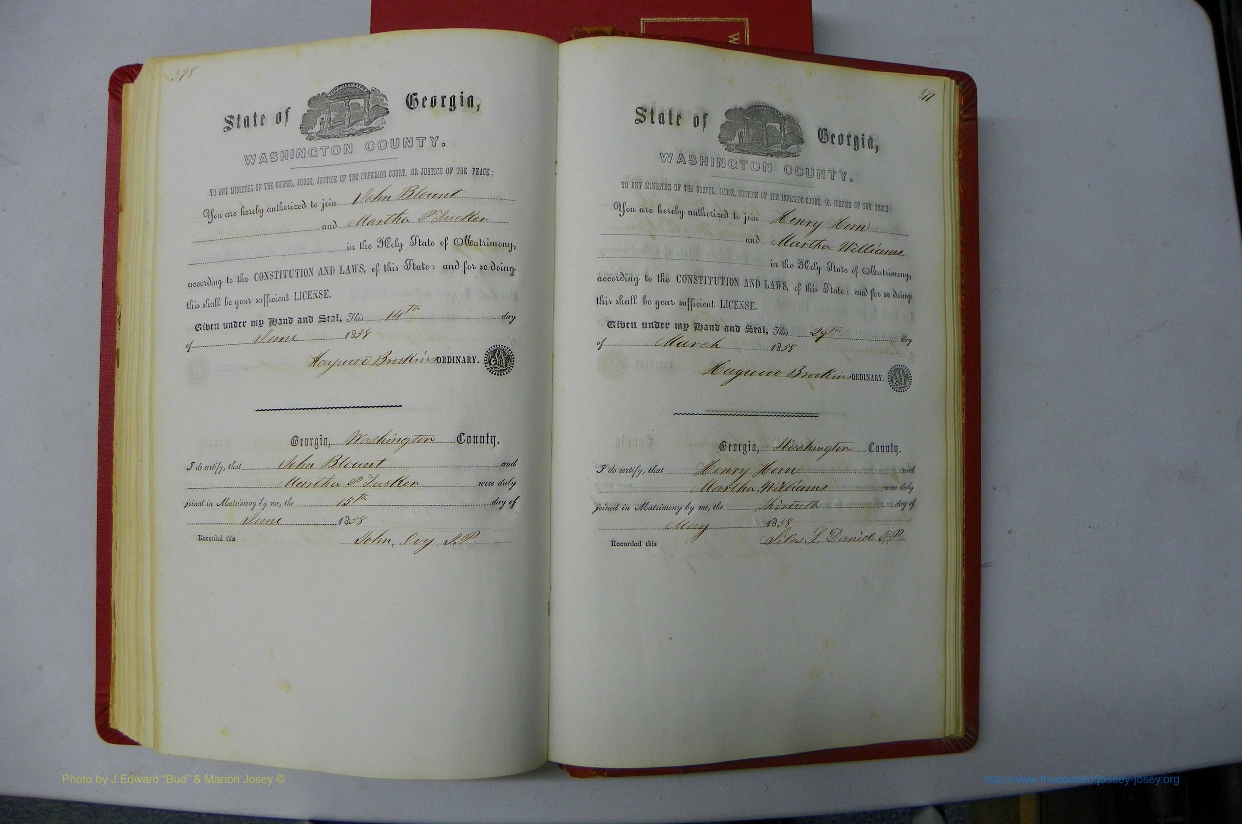Was GA, Marriages Book B, 1852 - 1860, P 398-399.JPG
