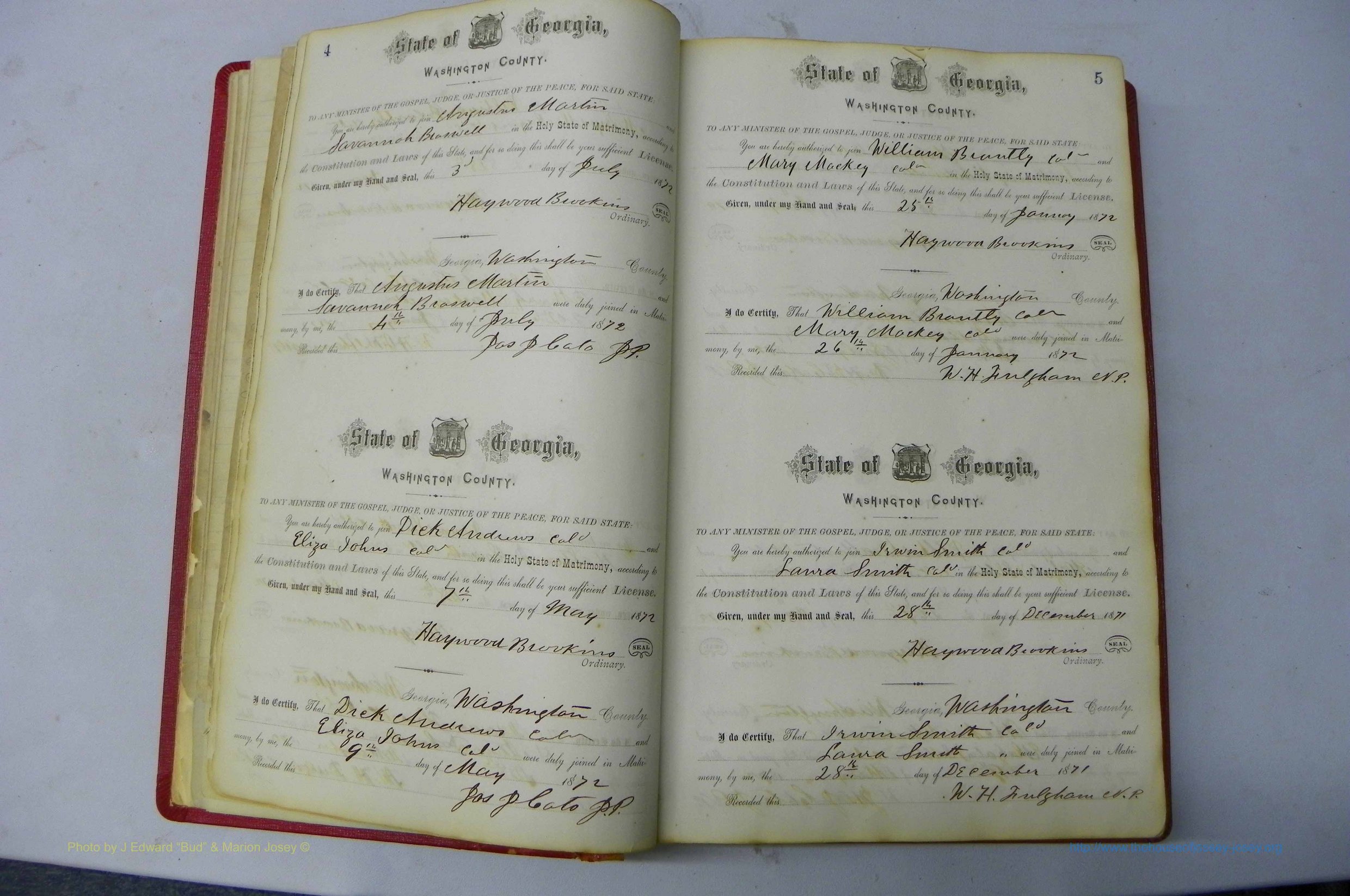 Was GA, Marriages Book D, 1872 - 1879, P 004-005.JPG