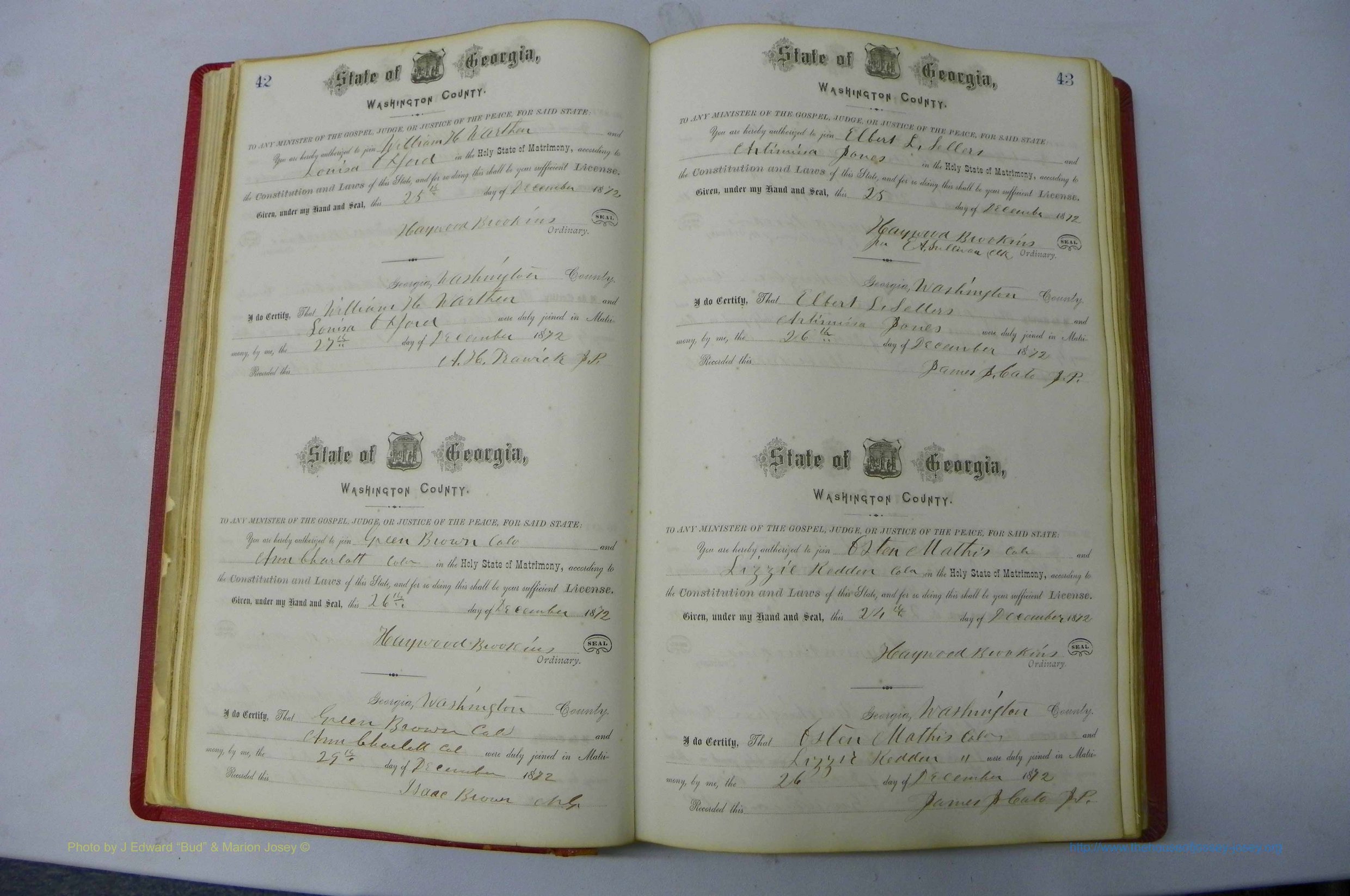 Was GA, Marriages Book D, 1872 - 1879, P 042-043.JPG