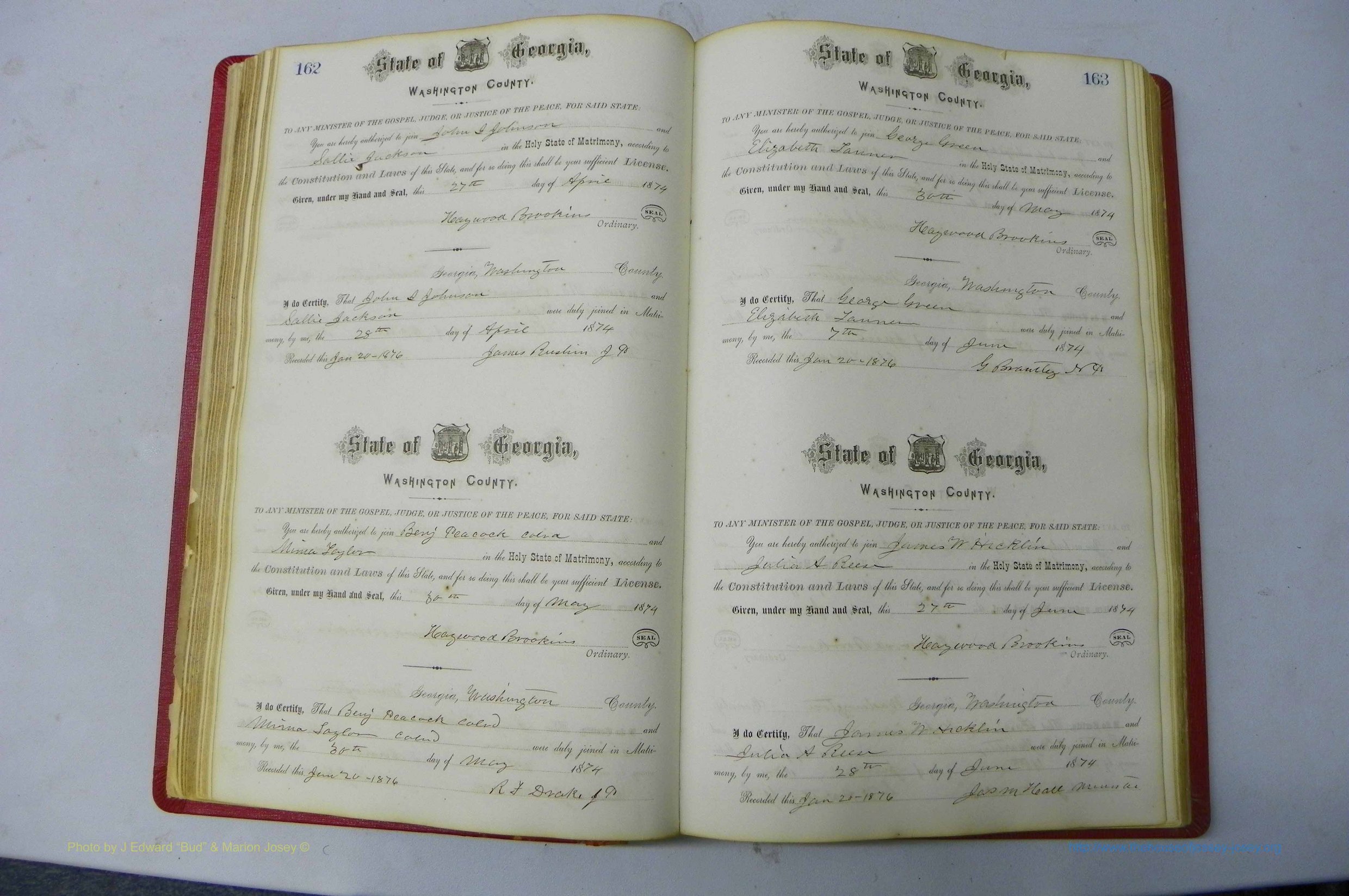 Was GA, Marriages Book D, 1872 - 1879, P 162-163.JPG