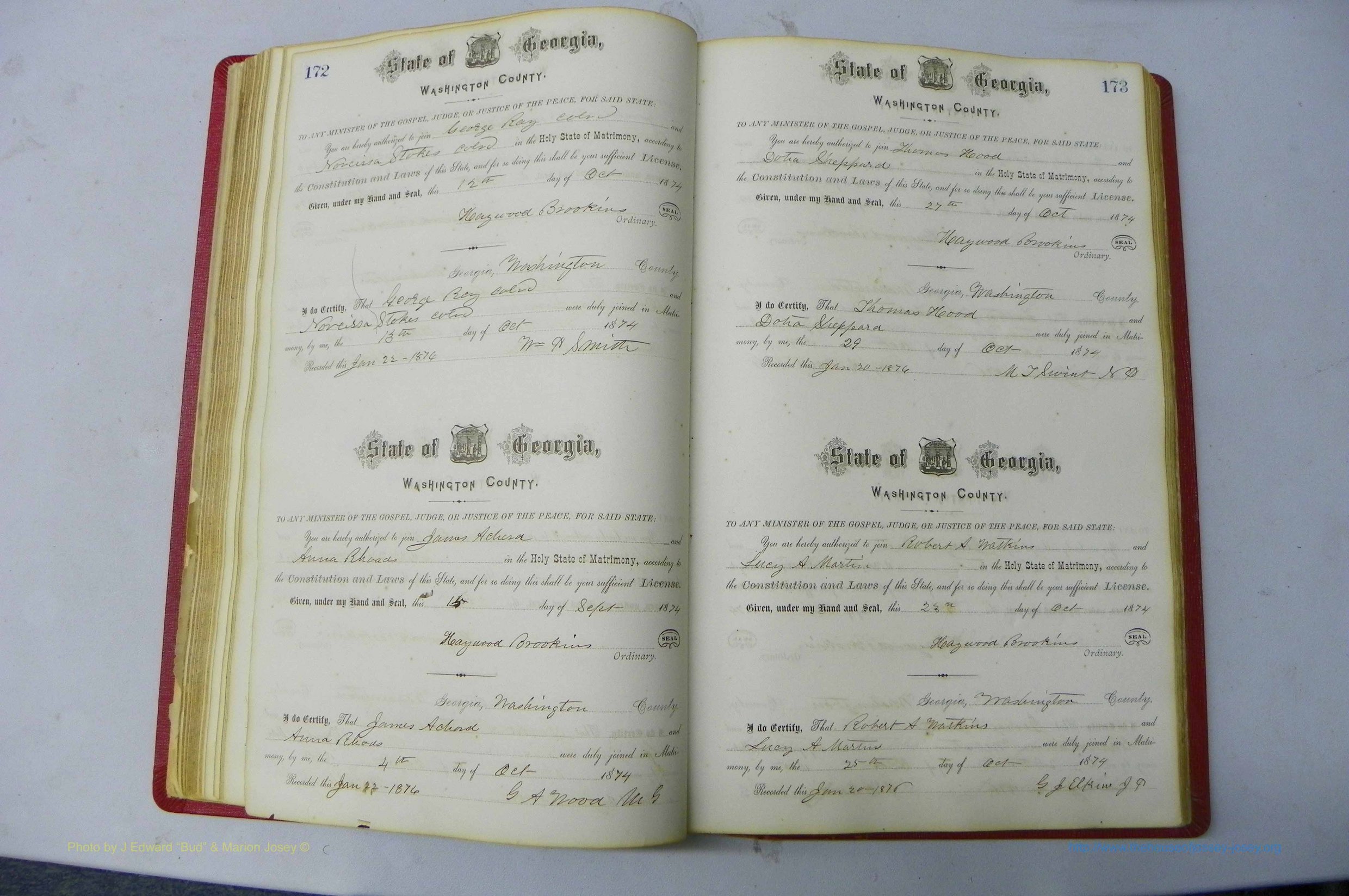 Was GA, Marriages Book D, 1872 - 1879, P 172-173.JPG