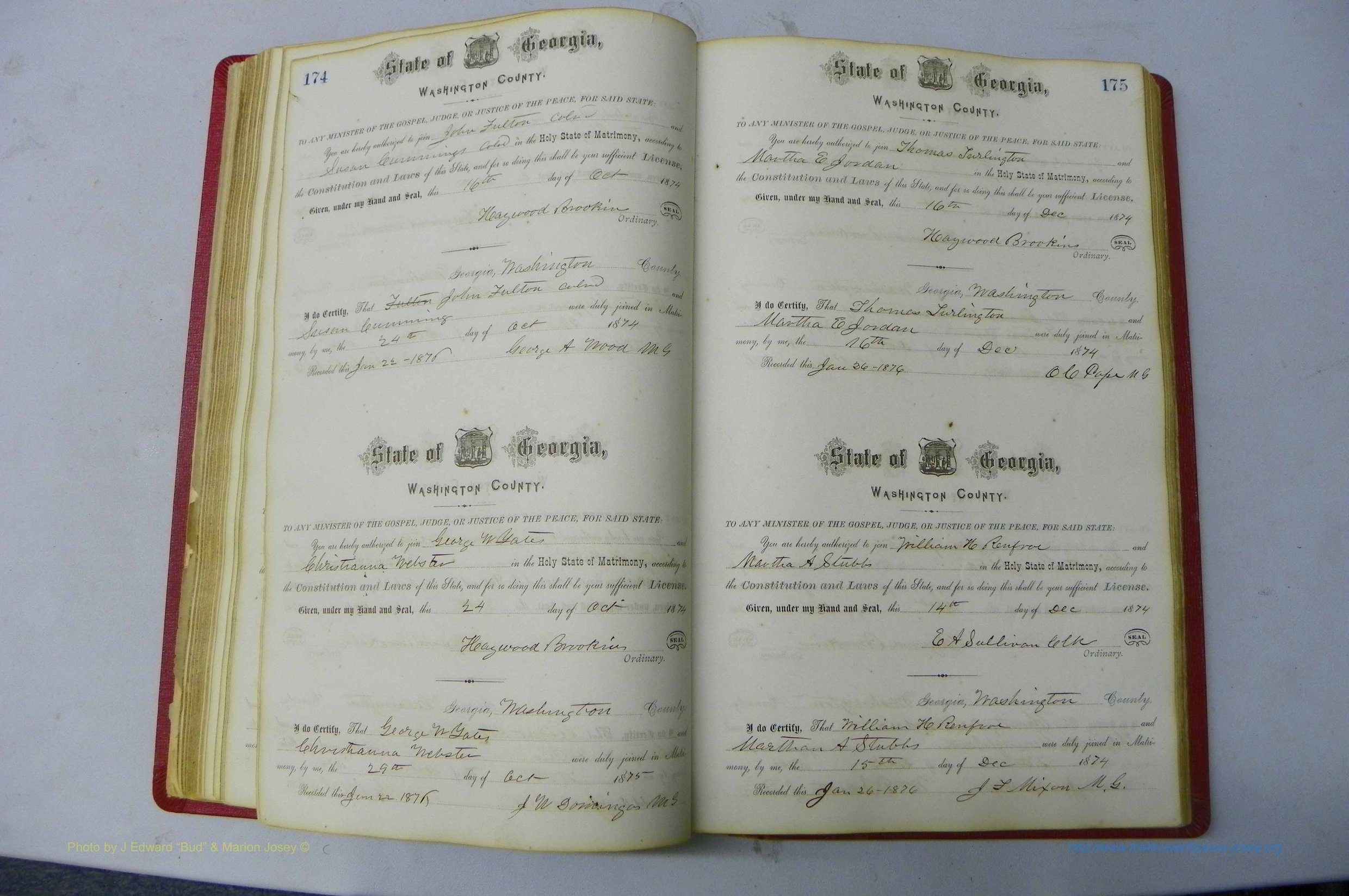 Was GA, Marriages Book D, 1872 - 1879, P 174-175.JPG