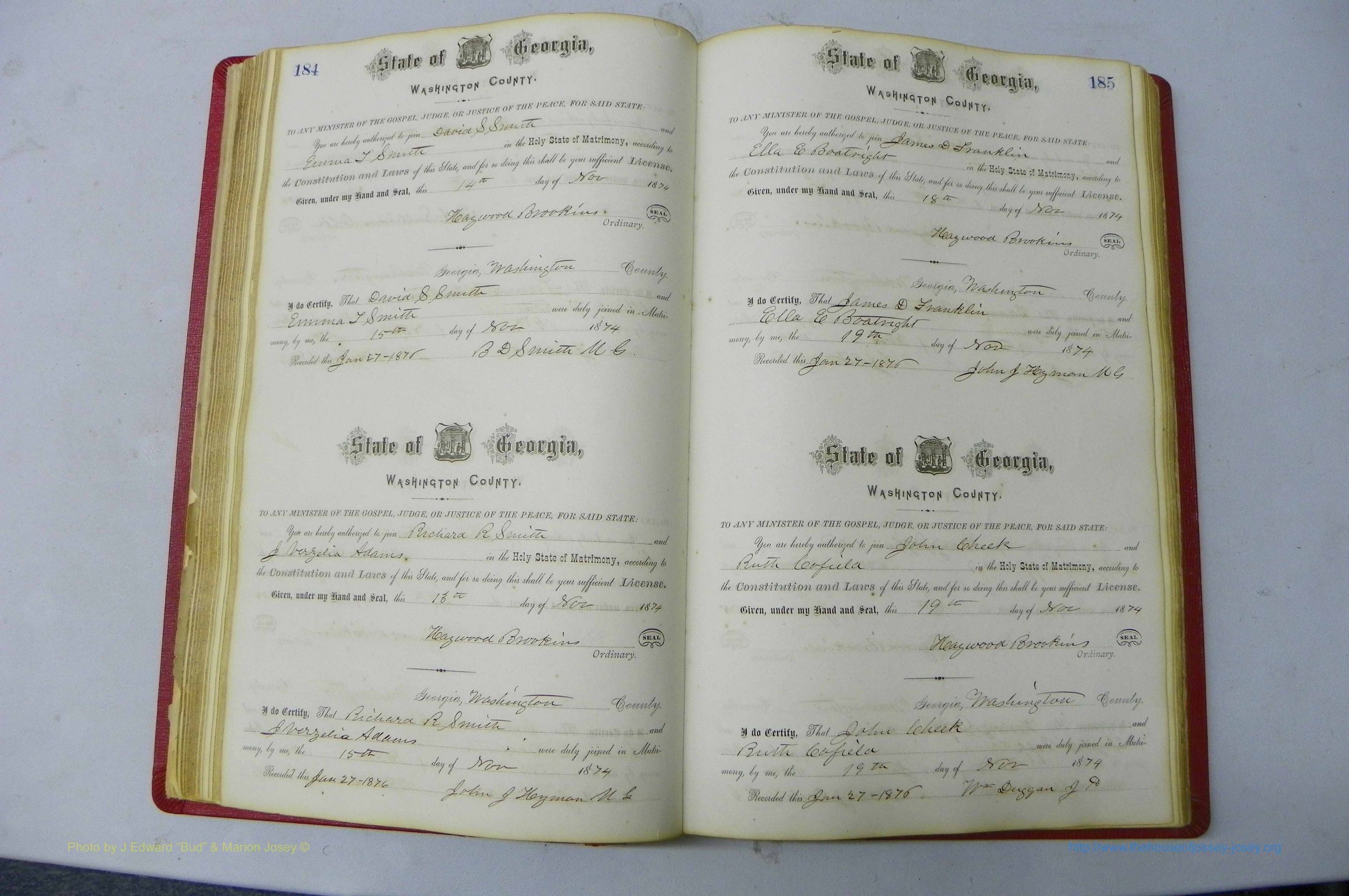Was GA, Marriages Book D, 1872 - 1879, P 184-185.JPG