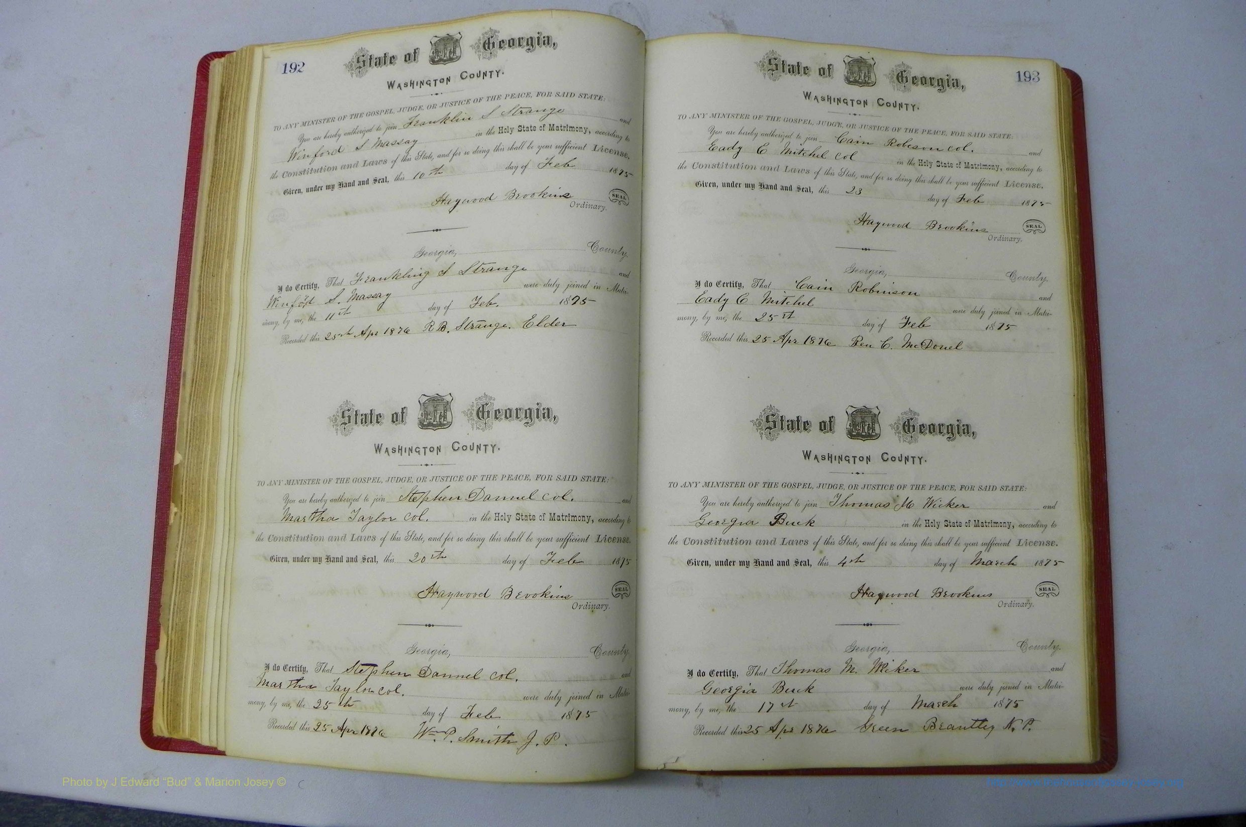 Was GA, Marriages Book D, 1872 - 1879, P 192-193.JPG