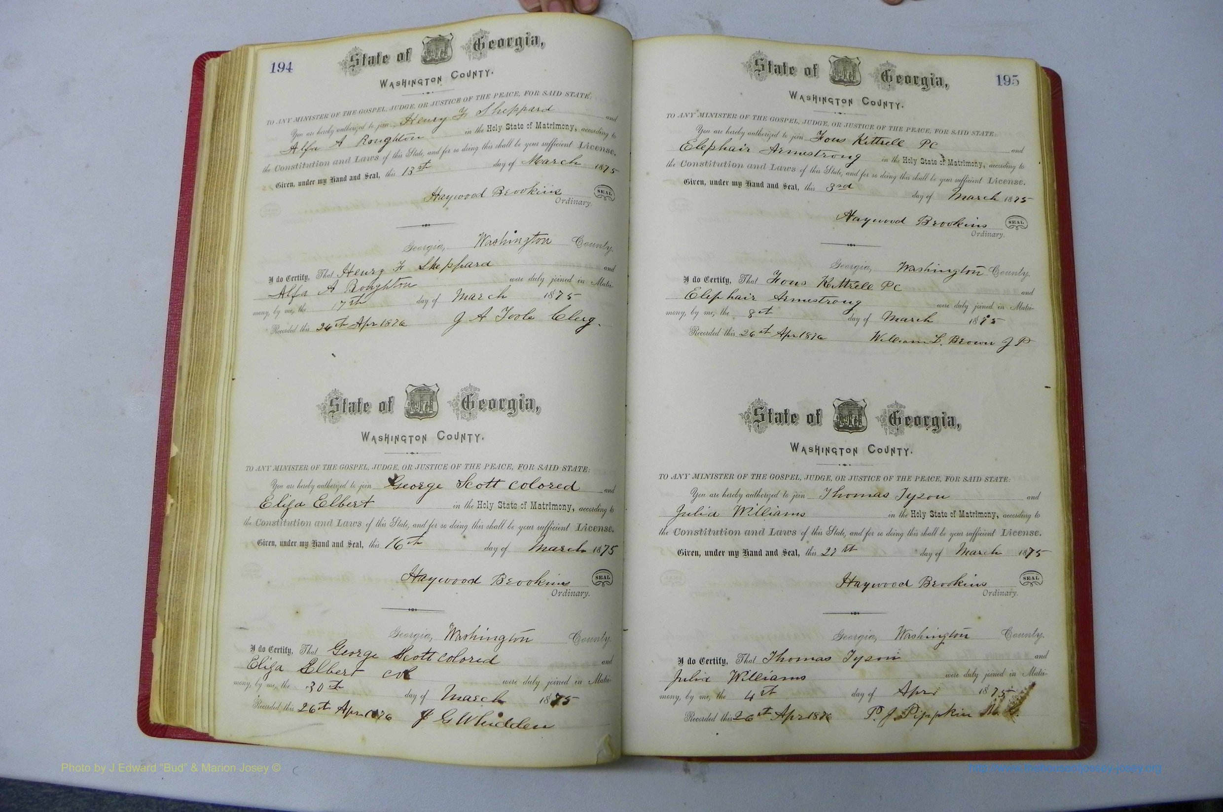 Was GA, Marriages Book D, 1872 - 1879, P 194-195.JPG