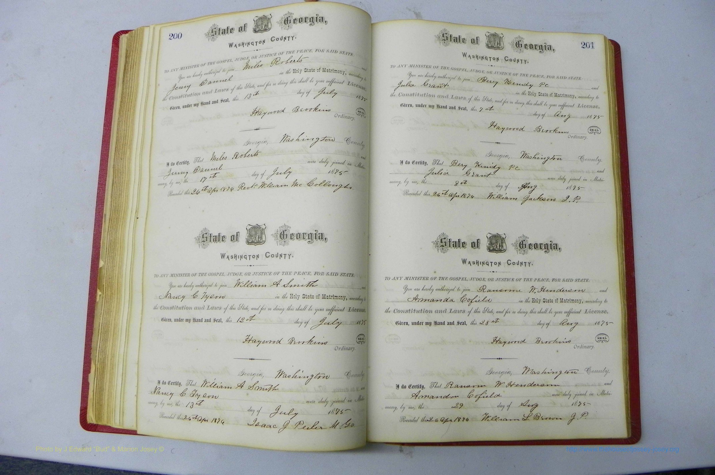 Was GA, Marriages Book D, 1872 - 1879, P 200-201.JPG