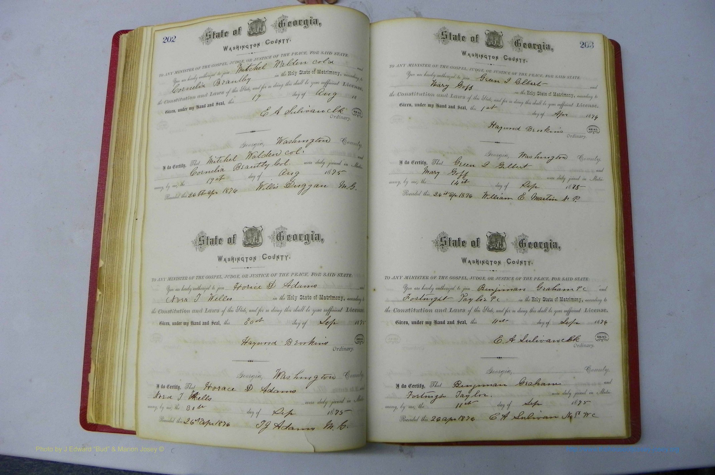 Was GA, Marriages Book D, 1872 - 1879, P 202-203.JPG