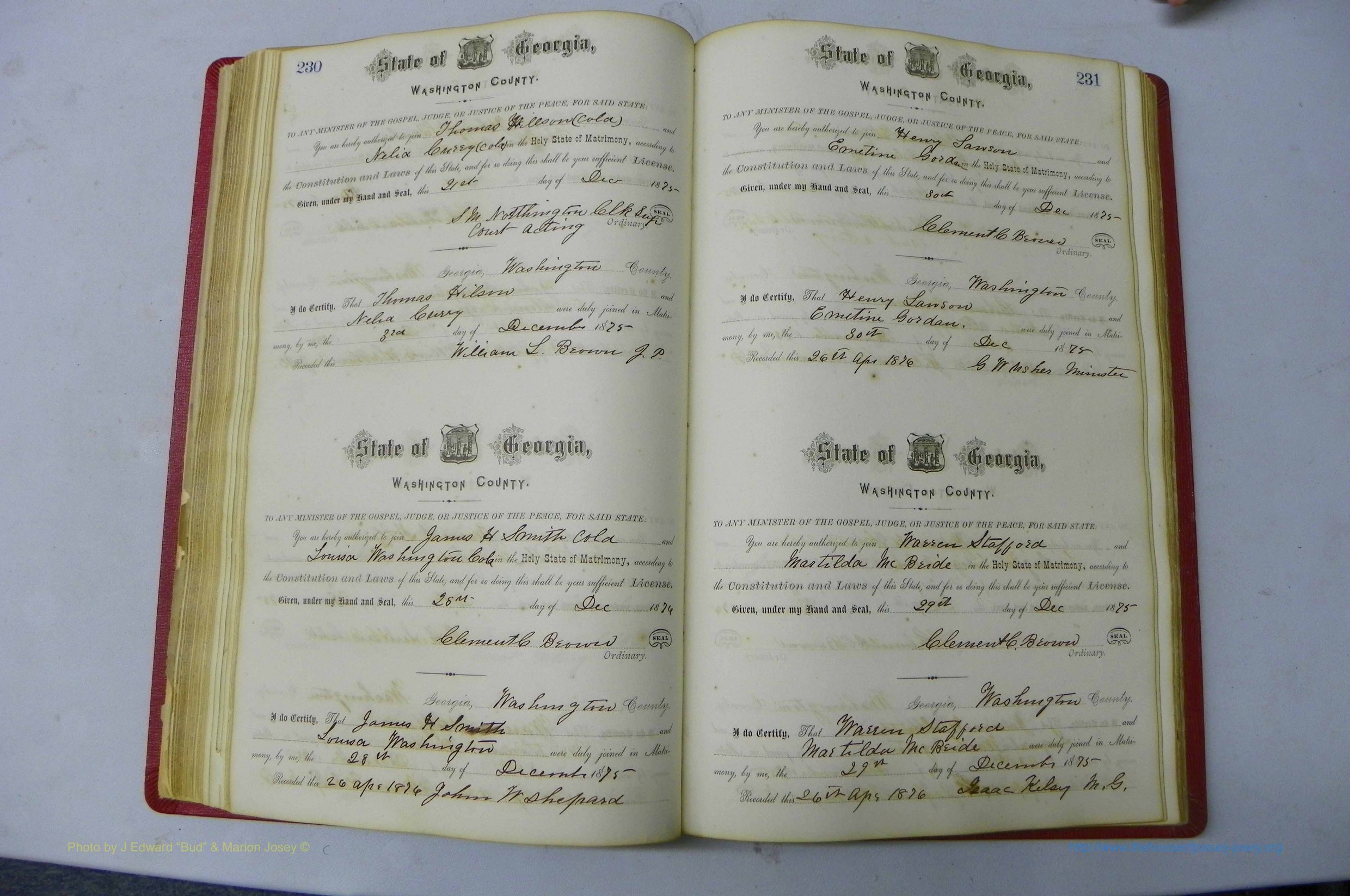 Was GA, Marriages Book D, 1872 - 1879, P 230-231.JPG