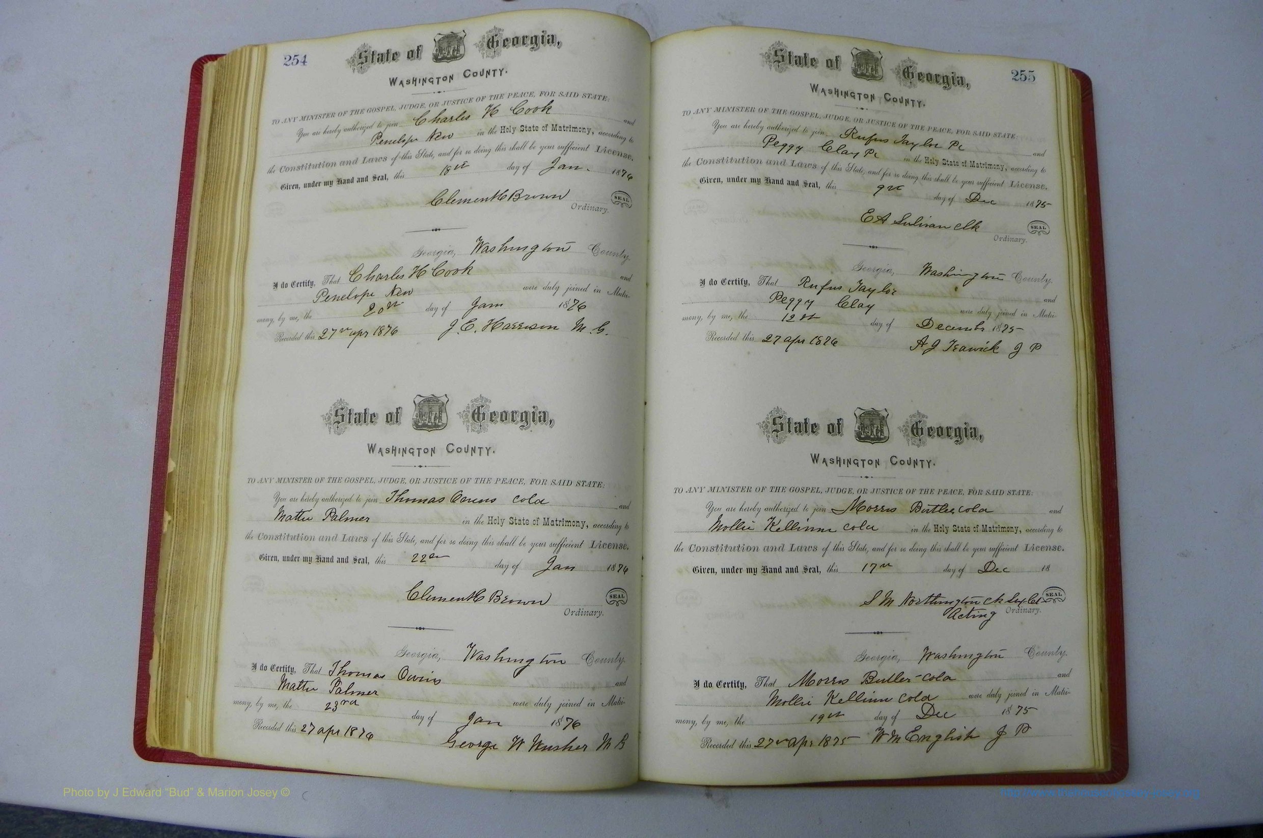 Was GA, Marriages Book D, 1872 - 1879, P 254-255.JPG