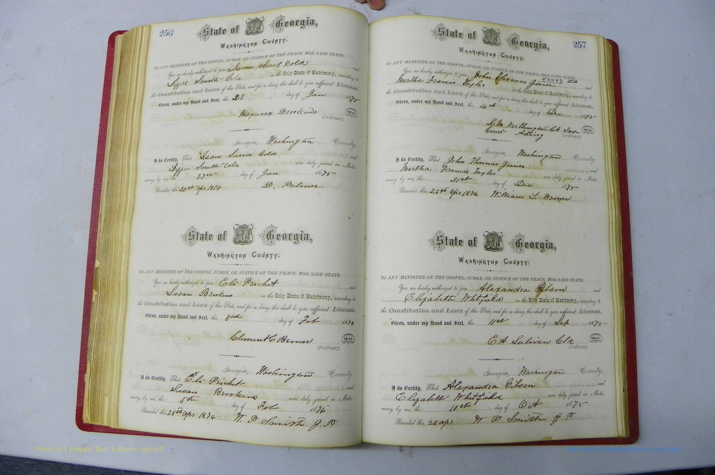 Was GA, Marriages Book D, 1872 - 1879, P 256-257.JPG
