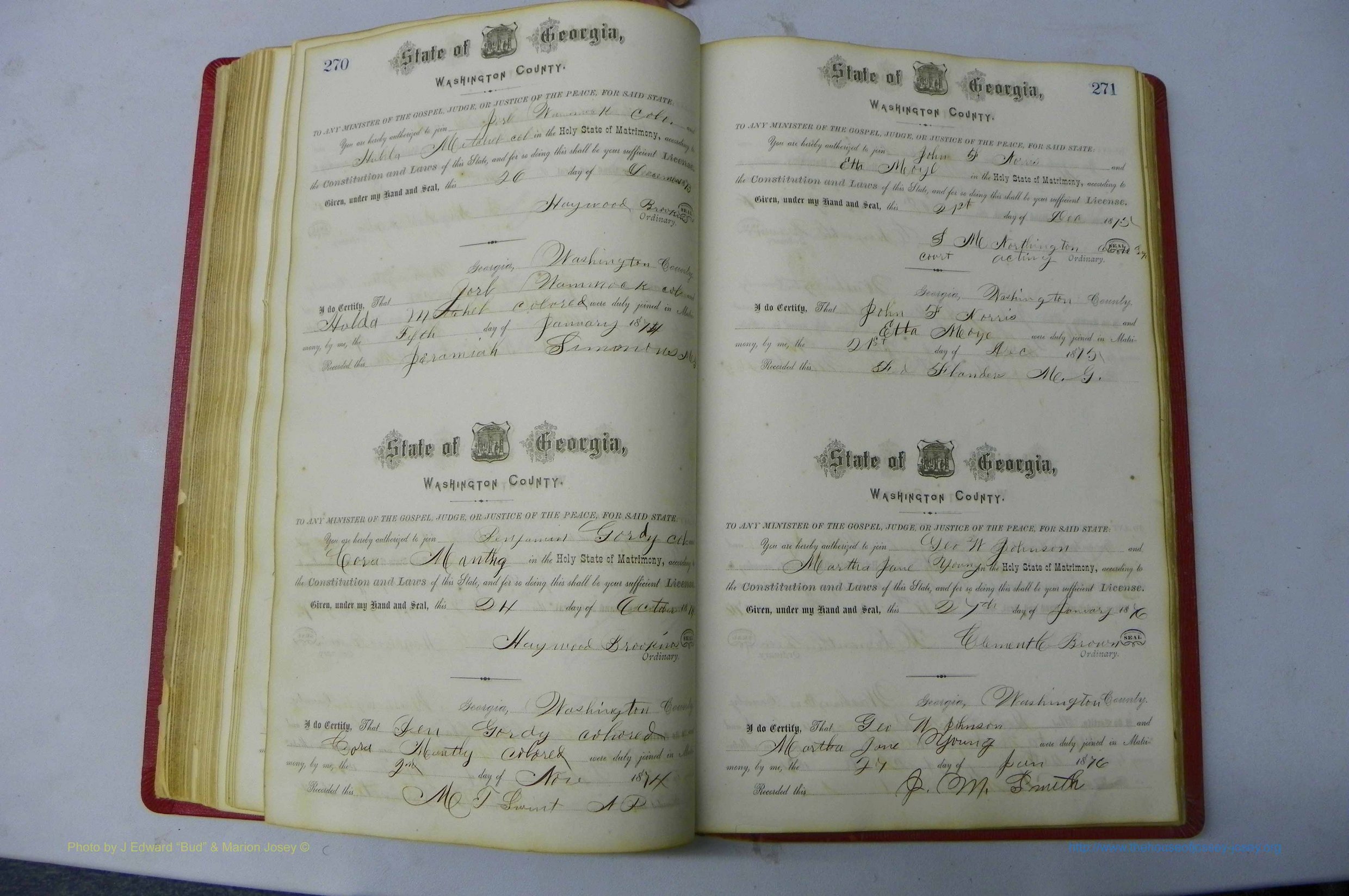 Was GA, Marriages Book D, 1872 - 1879, P 270-271.JPG