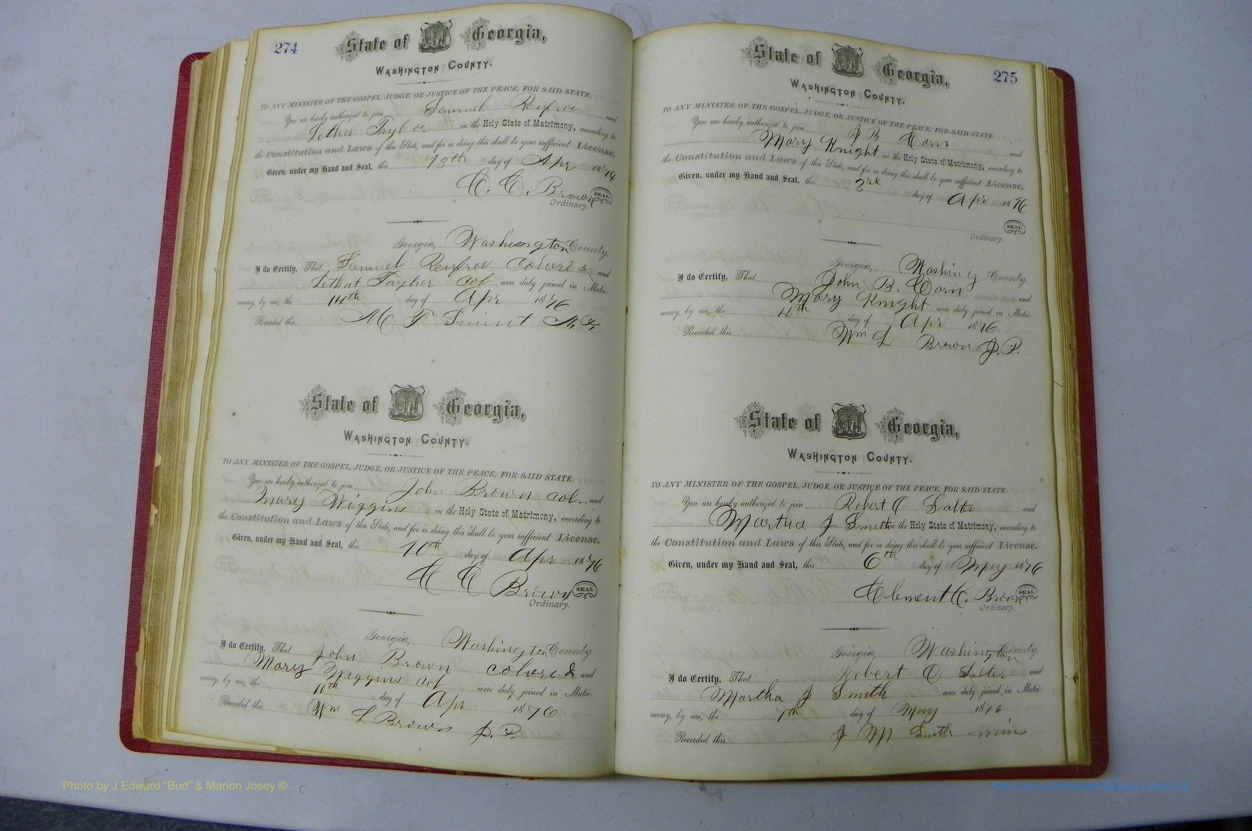Was GA, Marriages Book D, 1872 - 1879, P 274-275.JPG