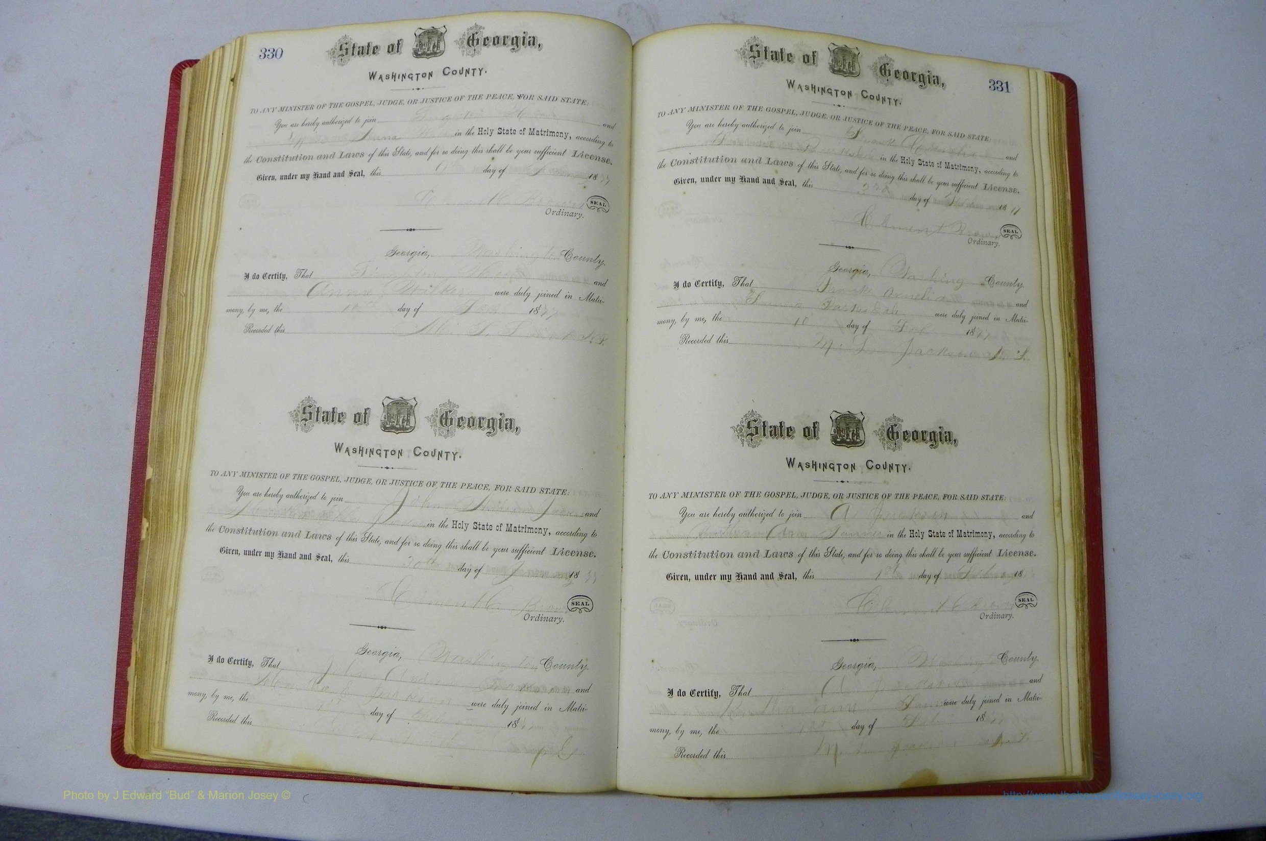 Was GA, Marriages Book D, 1872 - 1879, P 330-331.JPG