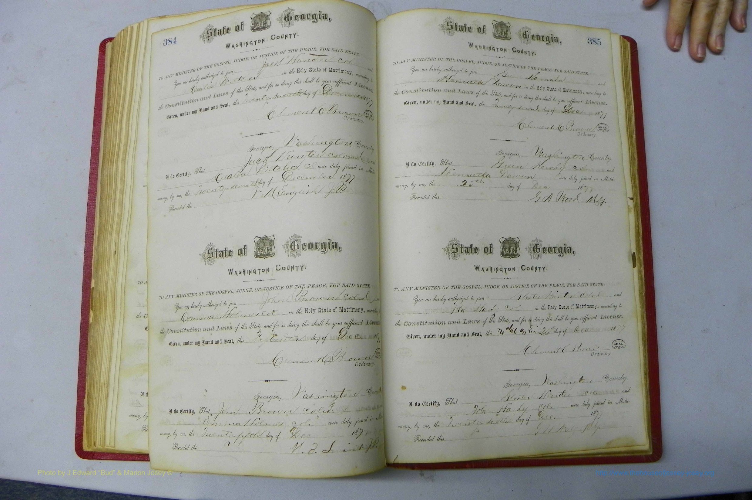 Was GA, Marriages Book D, 1872 - 1879, P 384-385.JPG