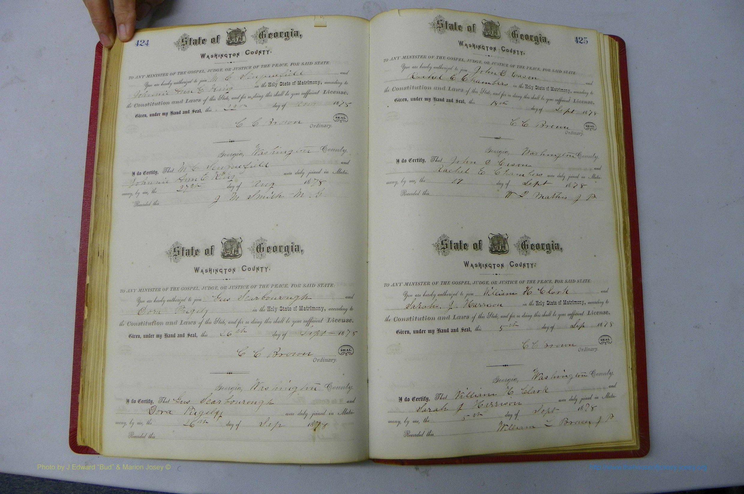 Was GA, Marriages Book D, 1872 - 1879, P 424-425.JPG