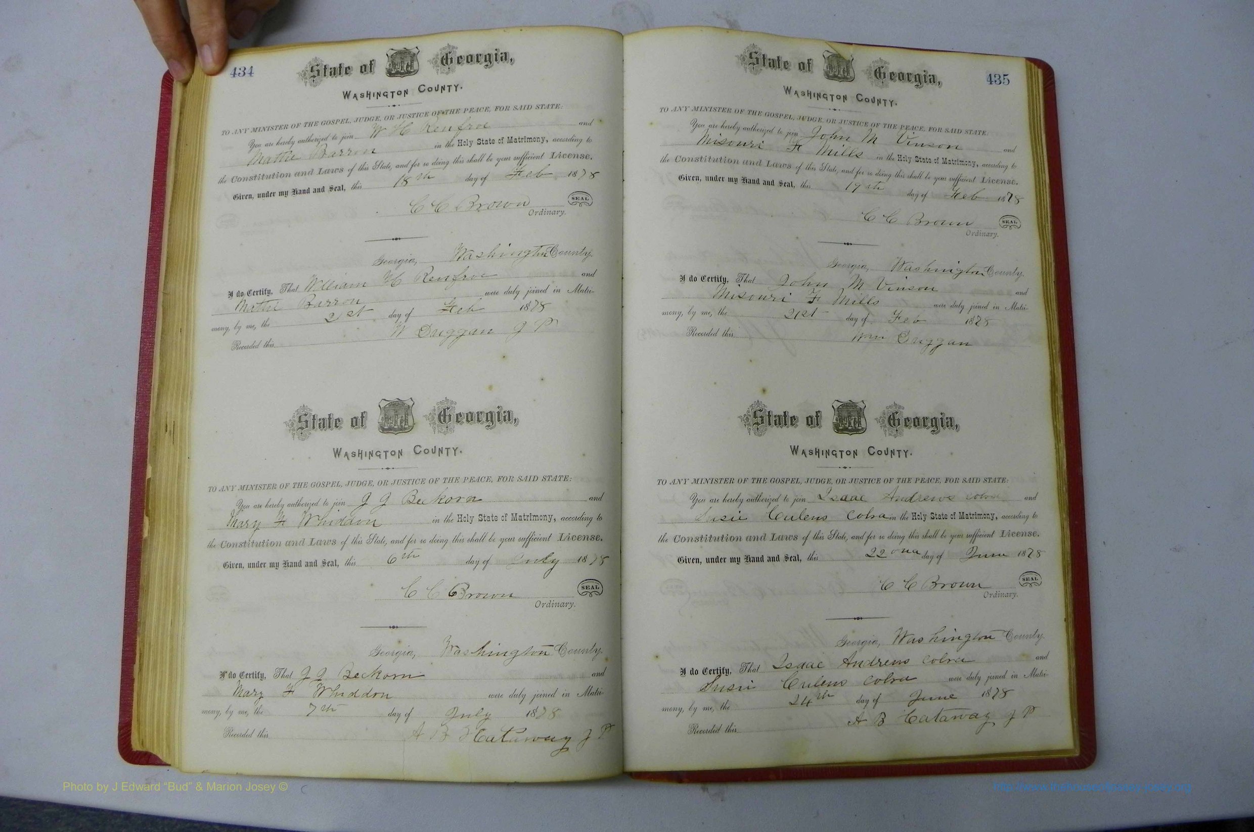 Was GA, Marriages Book D, 1872 - 1879, P 434-435.JPG
