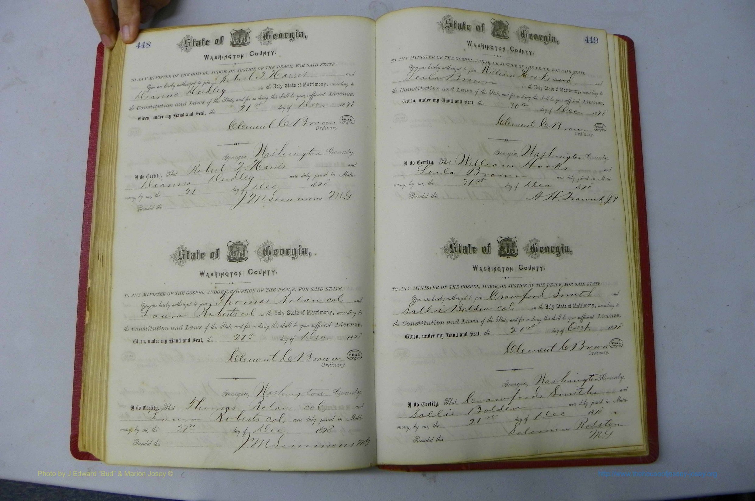 Was GA, Marriages Book D, 1872 - 1879, P 448-449.JPG