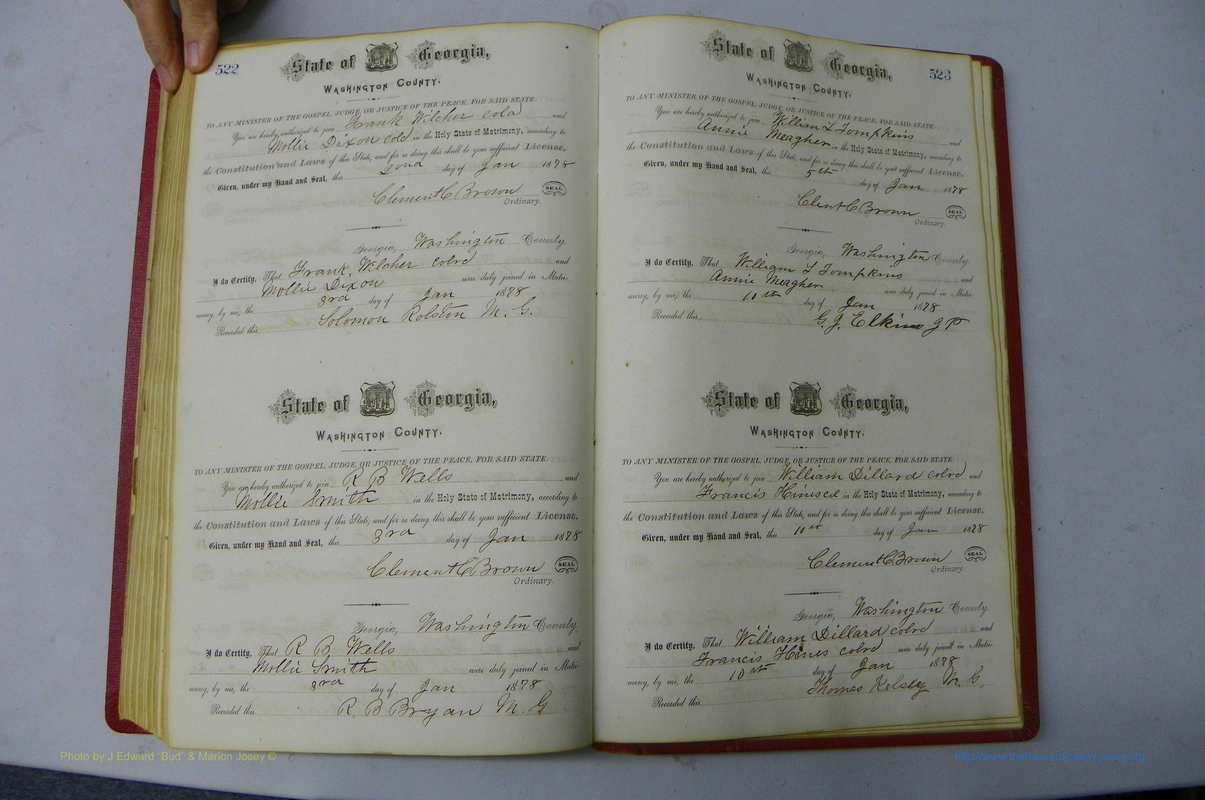 Was GA, Marriages Book D, 1872 - 1879, P 522-523.JPG