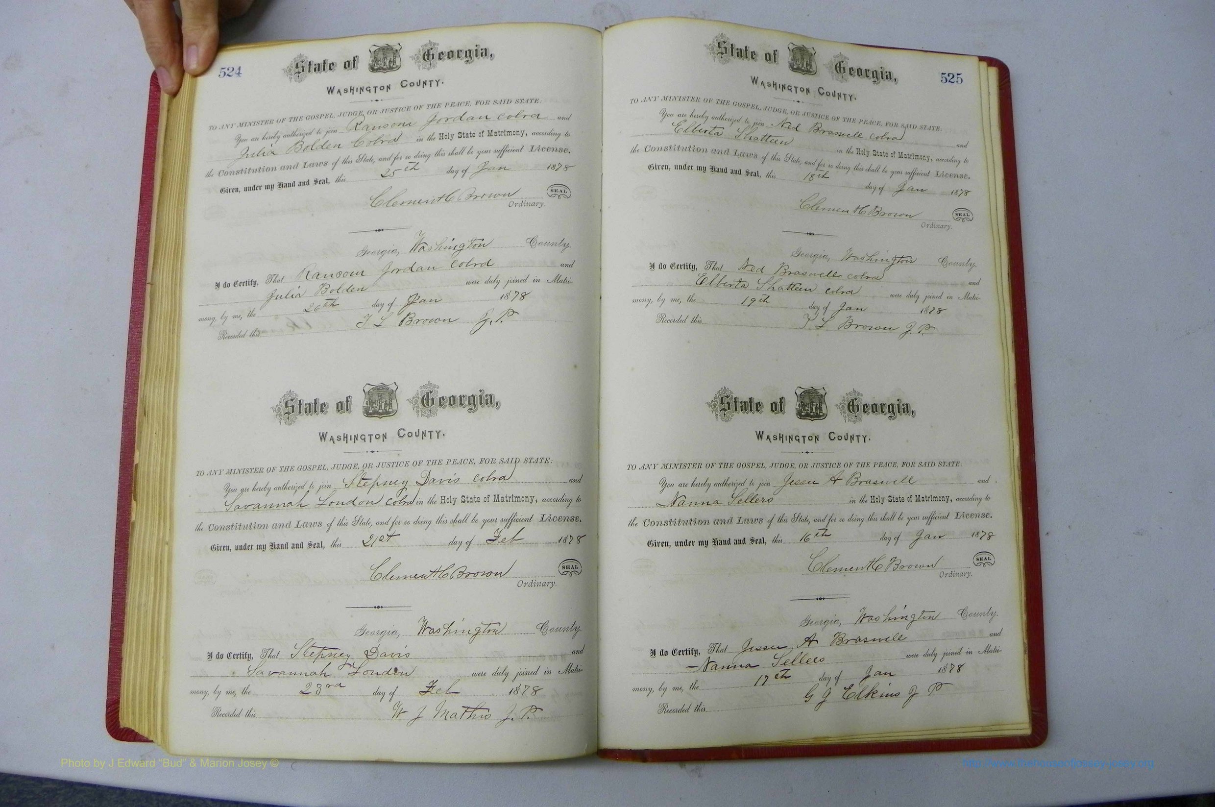 Was GA, Marriages Book D, 1872 - 1879, P 524-525.JPG