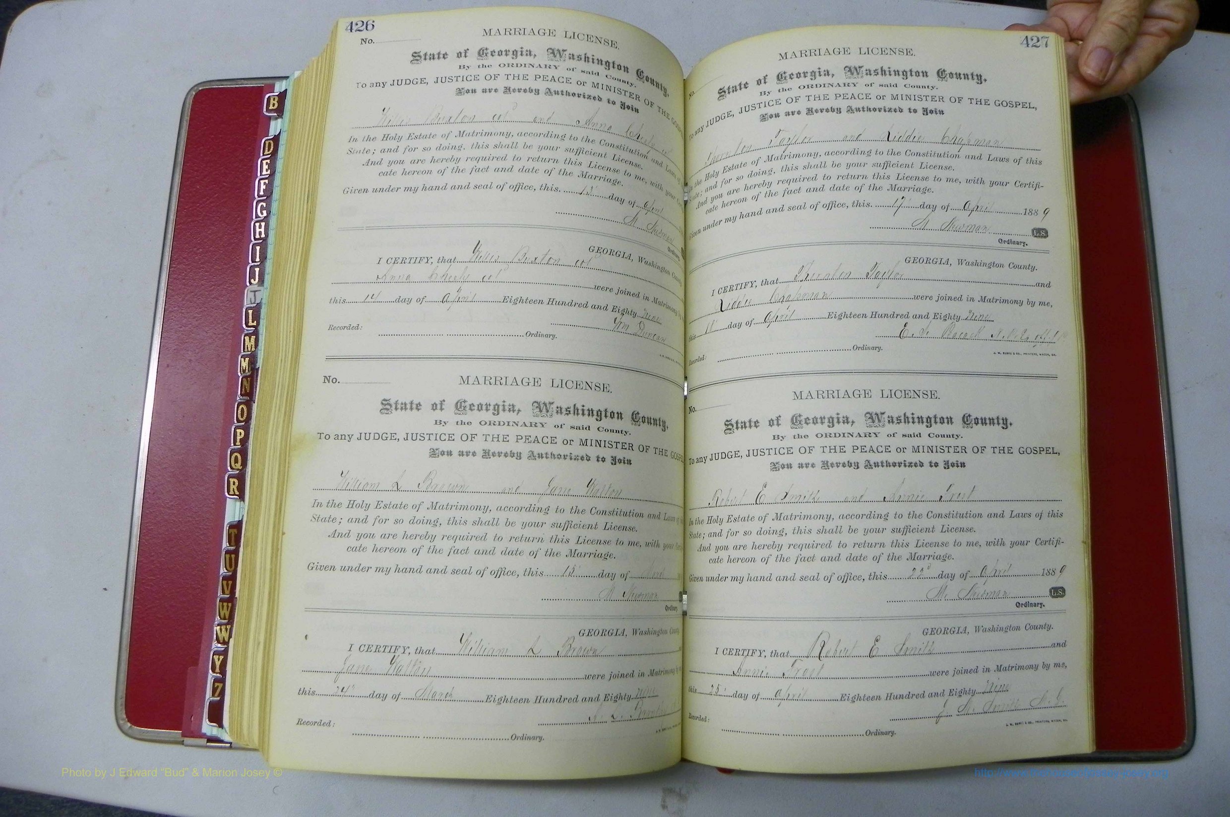 Was GA, Marriages Book F, 1885 - 1890, P 426-427.JPG