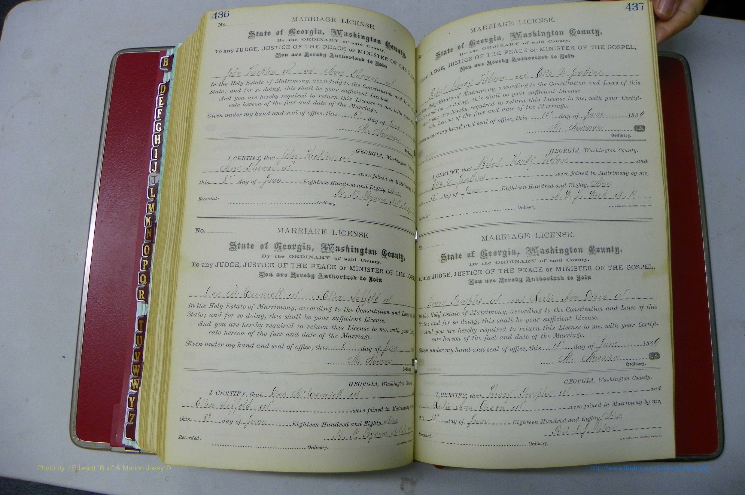 Was GA, Marriages Book F, 1885 - 1890, P 436-437.JPG