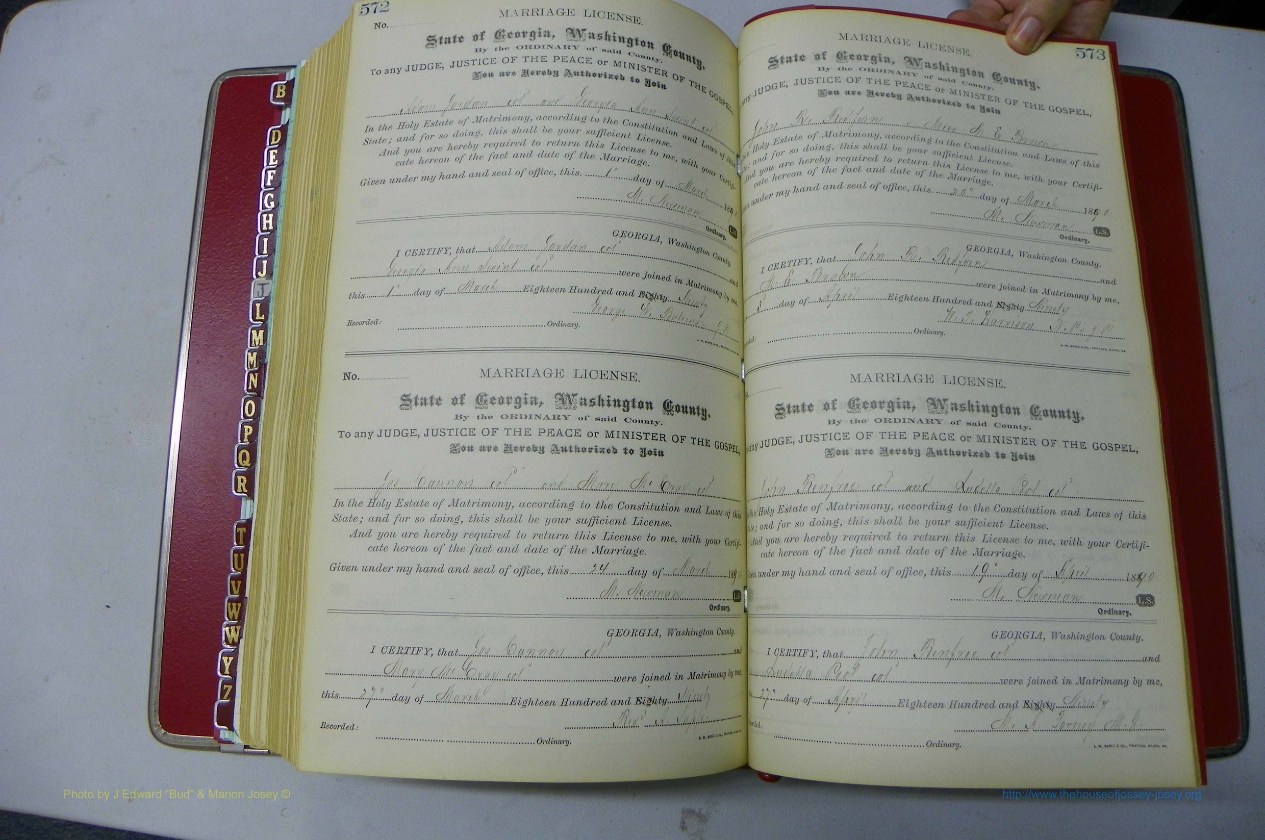 Was GA, Marriages Book F, 1885 - 1890, P 572-573.JPG