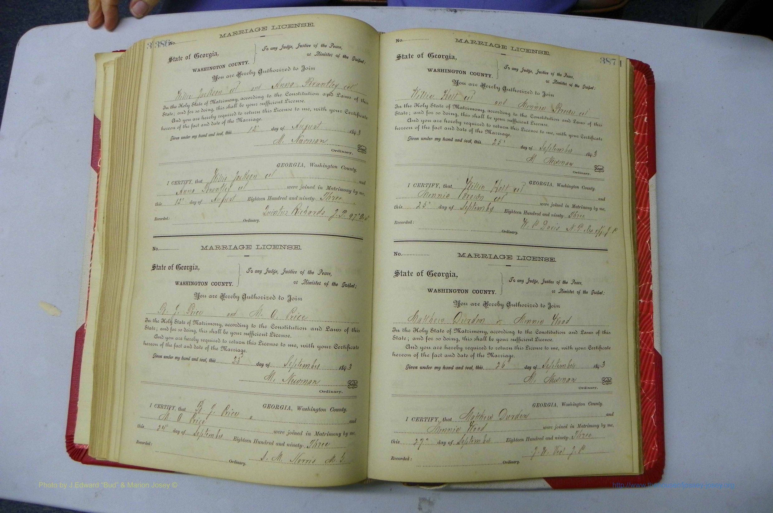 Was GA, Marriages Book G, 1890 - 1895, P 386-387.JPG