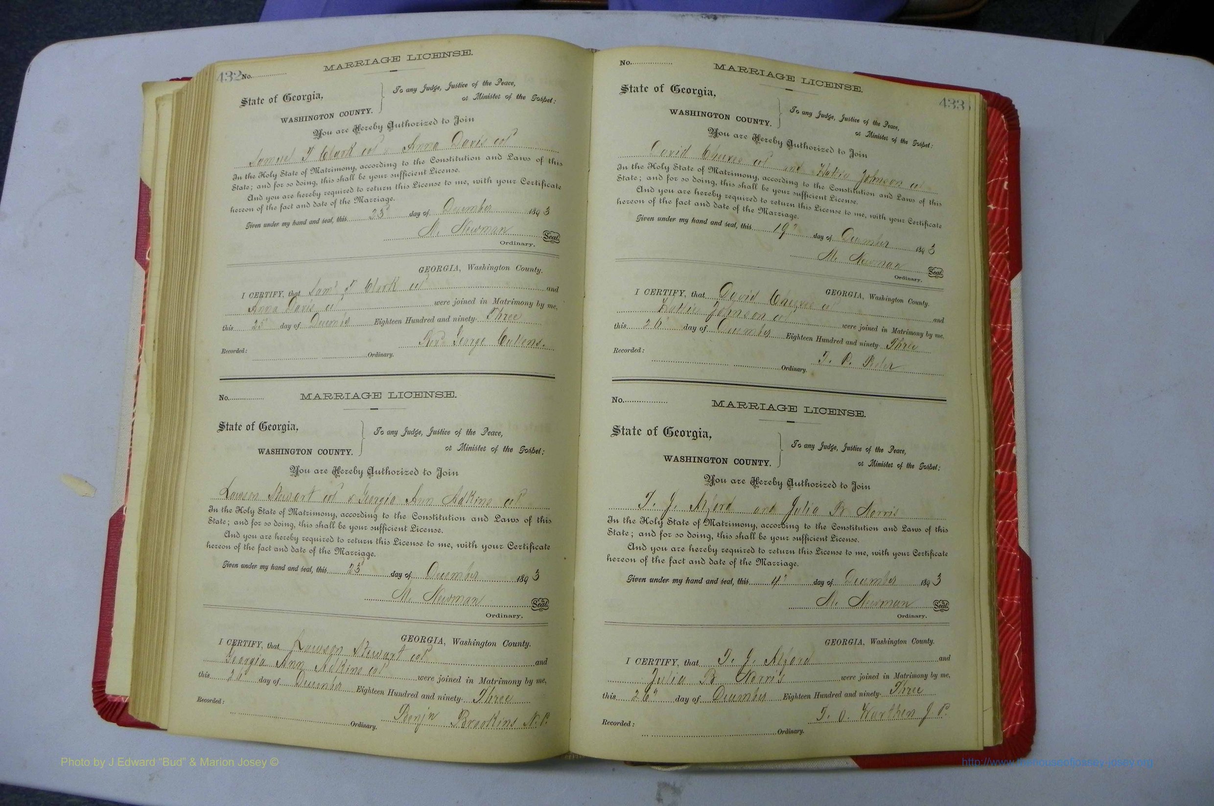 Was GA, Marriages Book G, 1890 - 1895, P 432-433.JPG