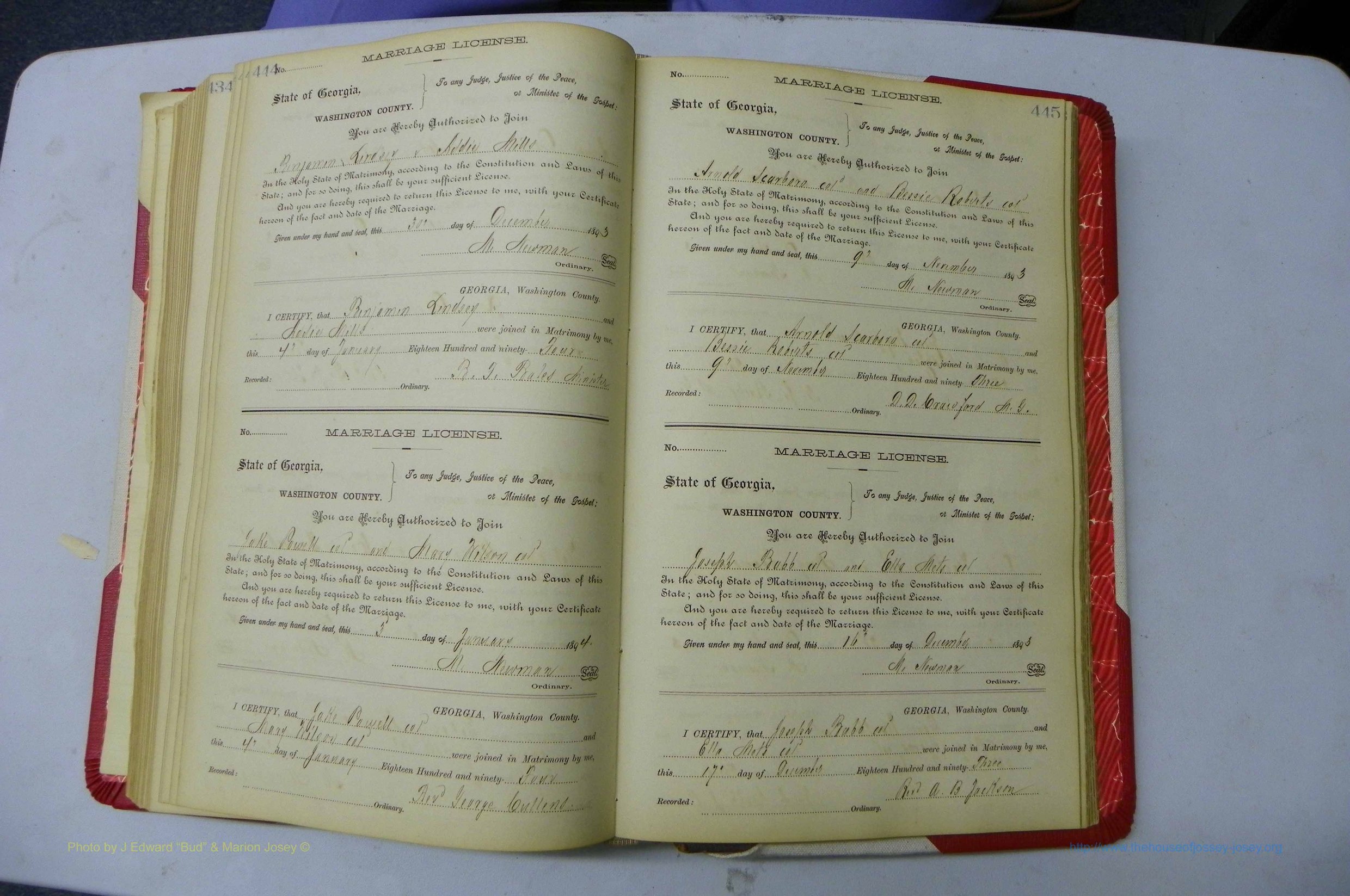 Was GA, Marriages Book G, 1890 - 1895, P 444-445.JPG