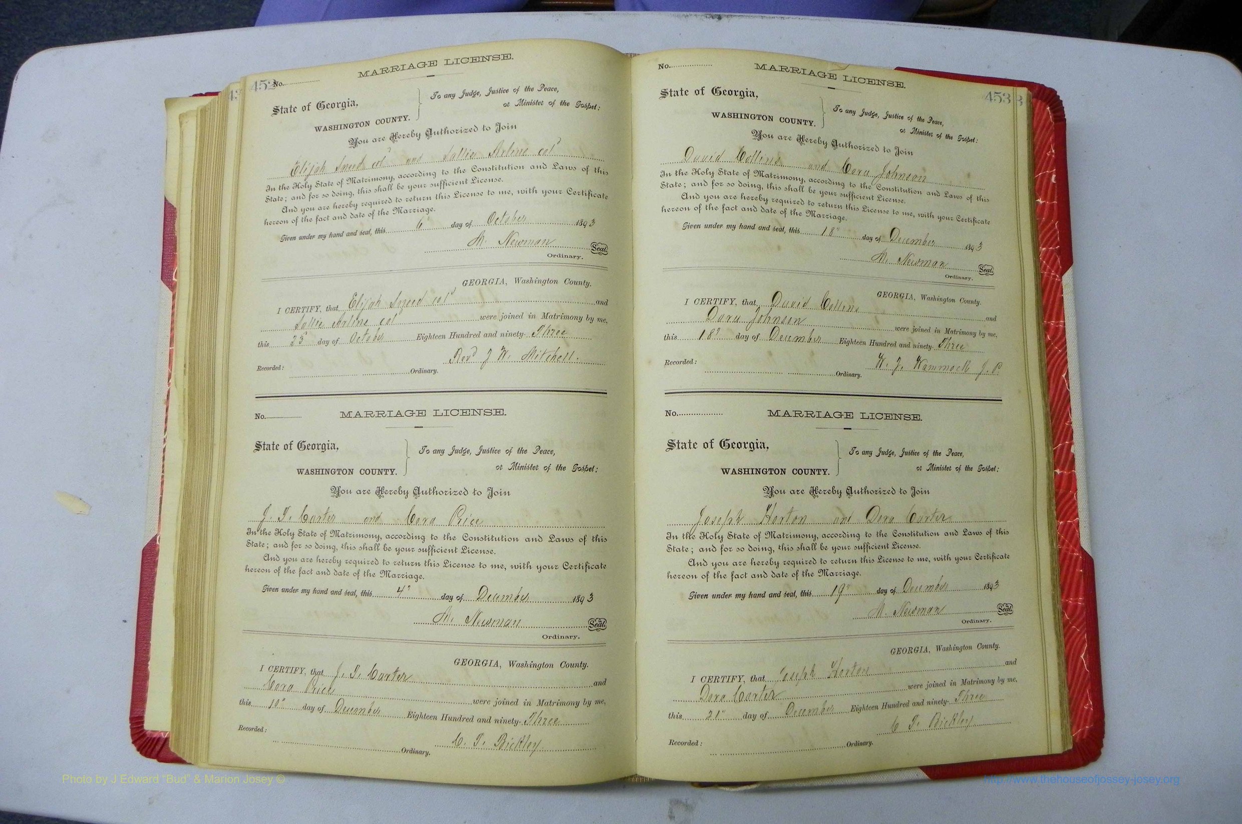 Was GA, Marriages Book G, 1890 - 1895, P 452-453.JPG