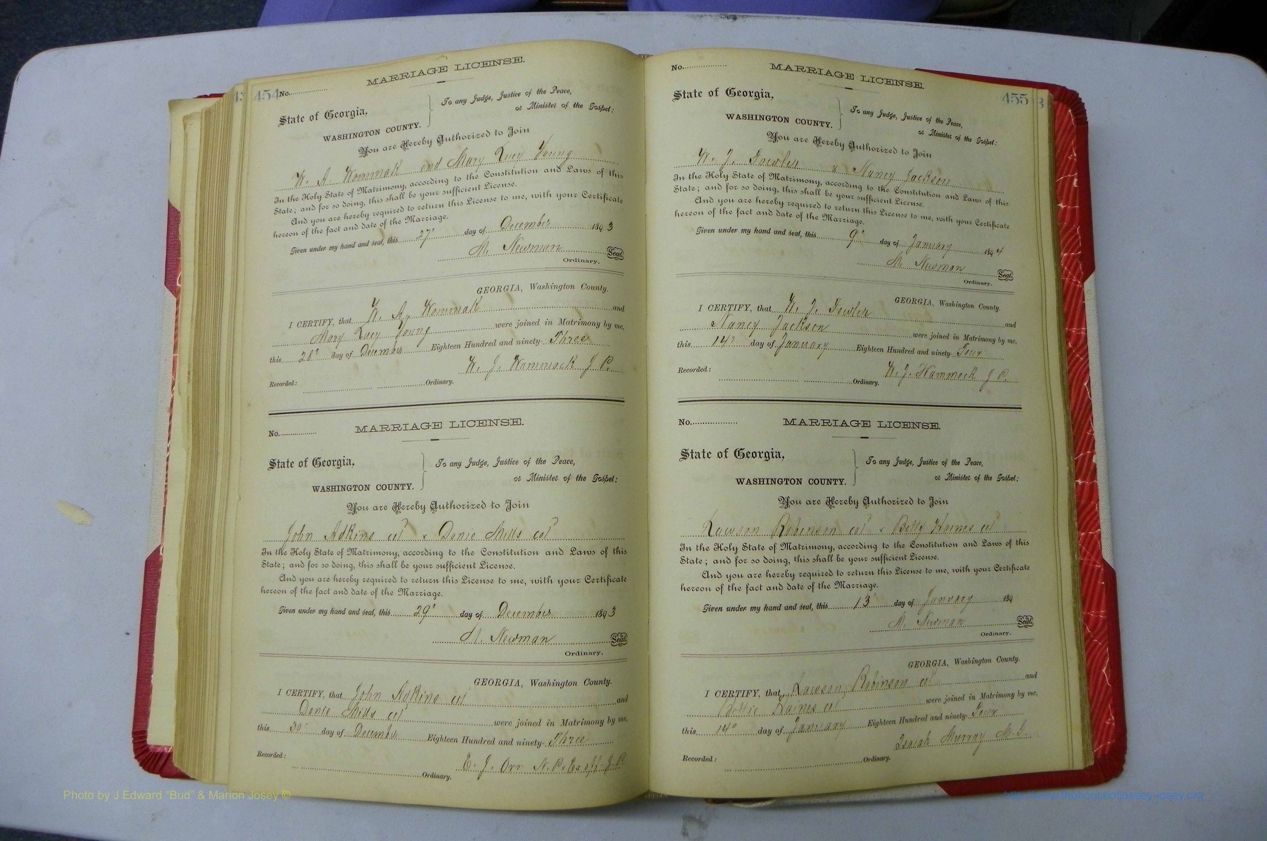 Was GA, Marriages Book G, 1890 - 1895, P 454-455.JPG