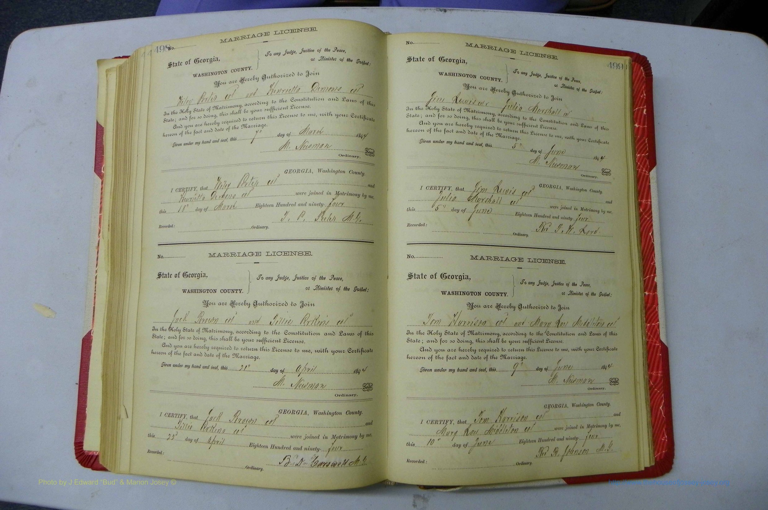 Was GA, Marriages Book G, 1890 - 1895, P 498-499.JPG