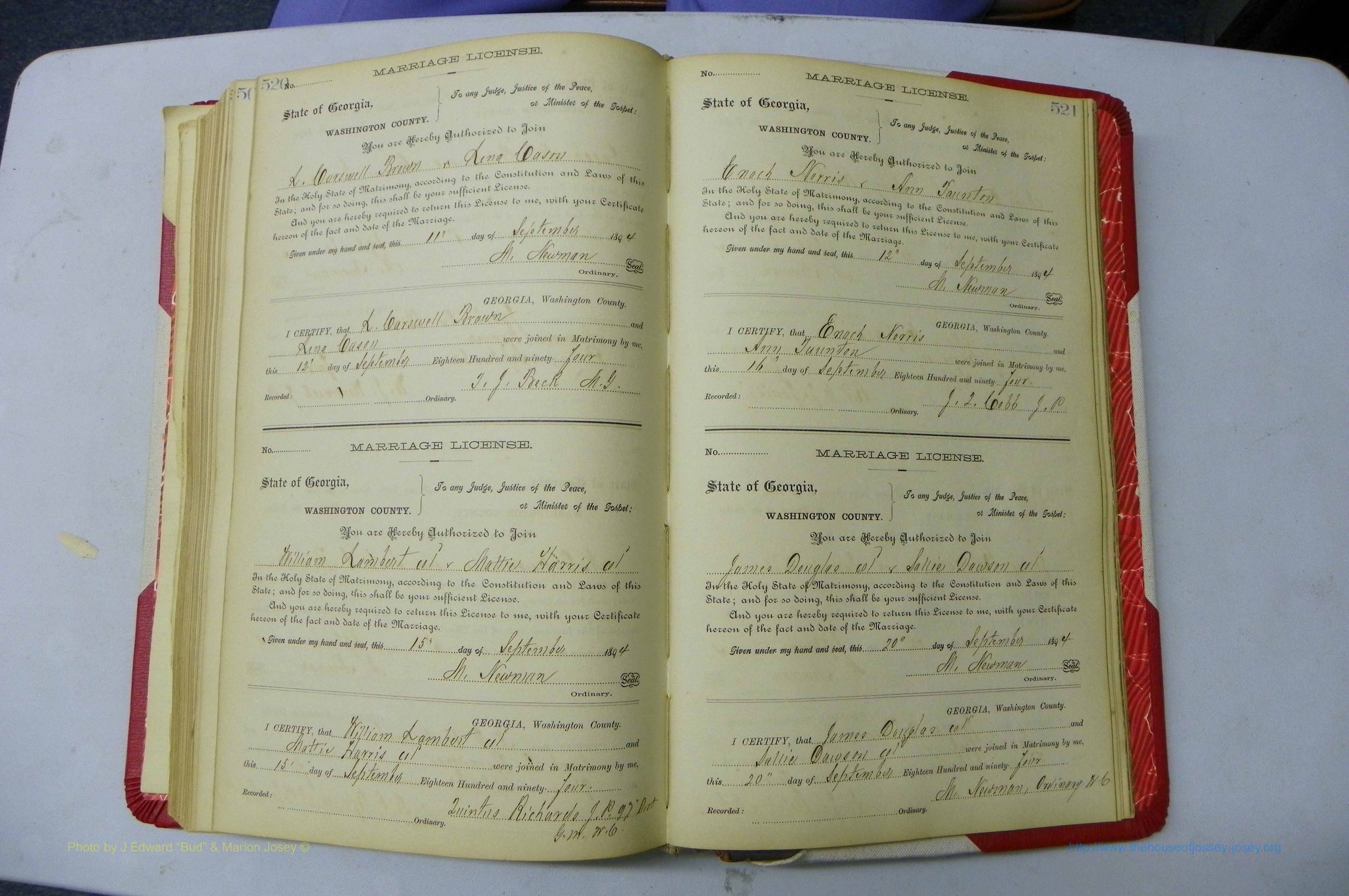 Was GA, Marriages Book G, 1890 - 1895, P 520-521.JPG