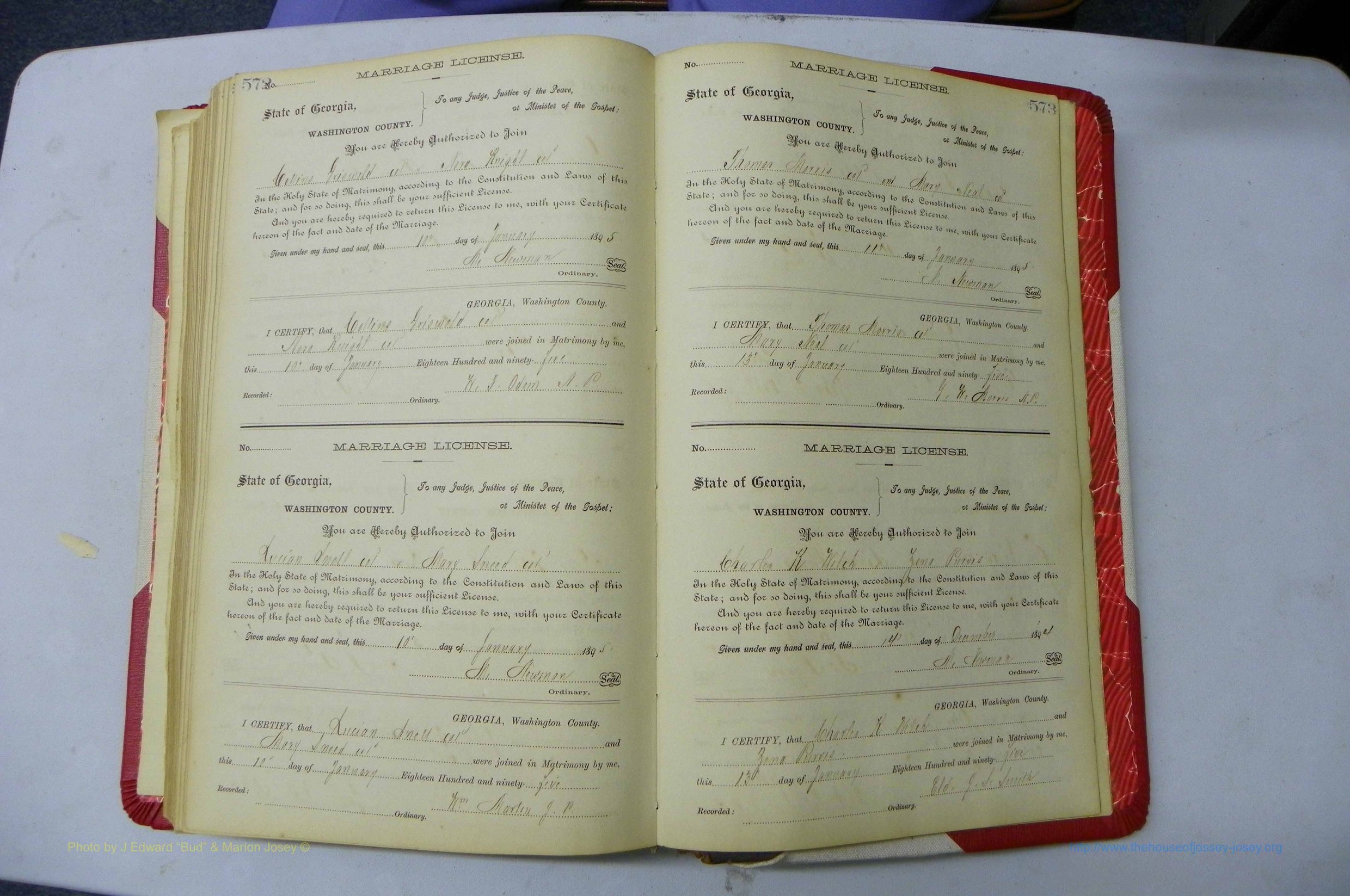 Was GA, Marriages Book G, 1890 - 1895, P 572-573.JPG