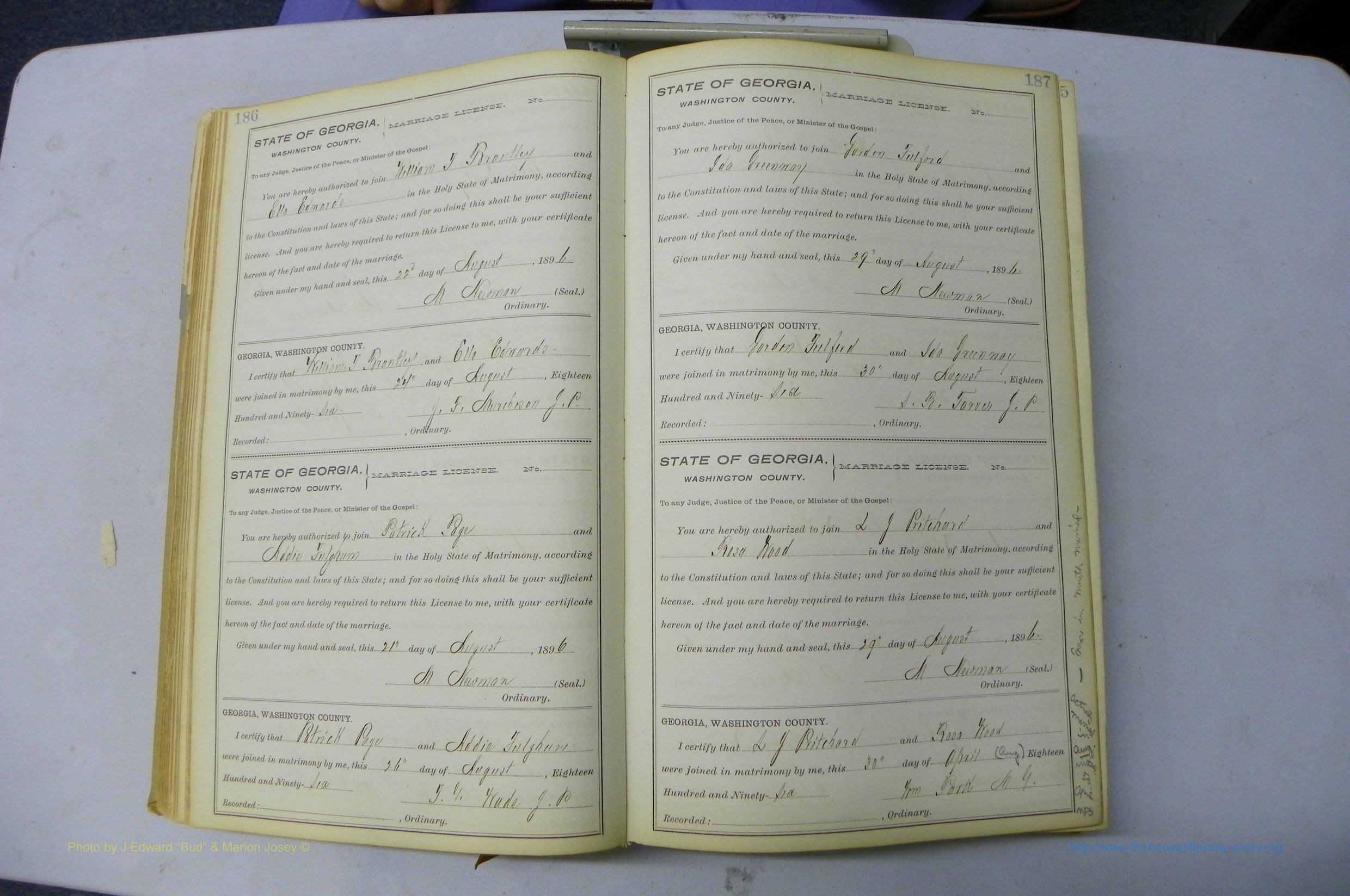 Was GA, Marriages Book H, 1895 - 1899, P 186-187.JPG