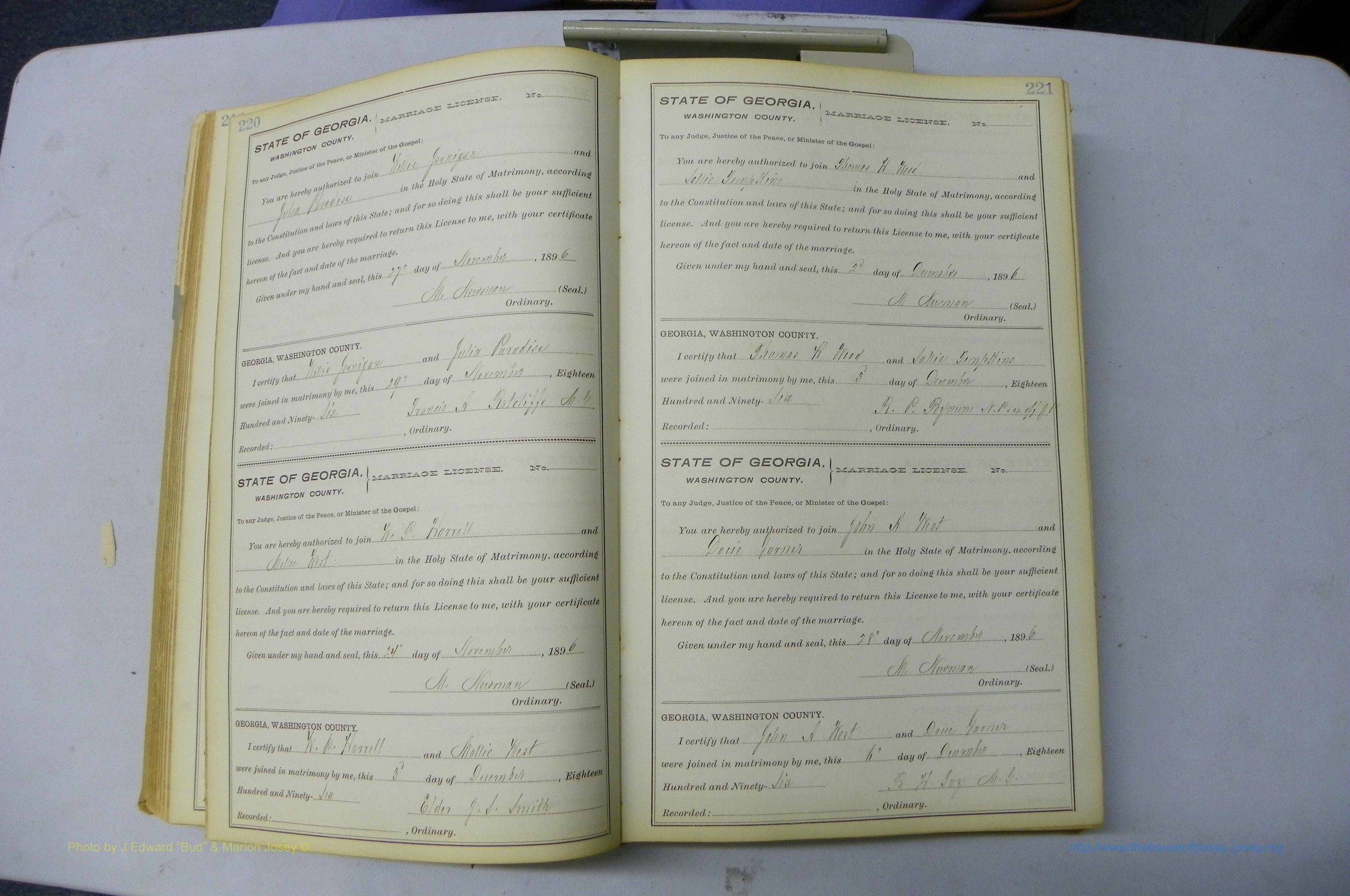 Was GA, Marriages Book H, 1895 - 1899, P 220-221.JPG