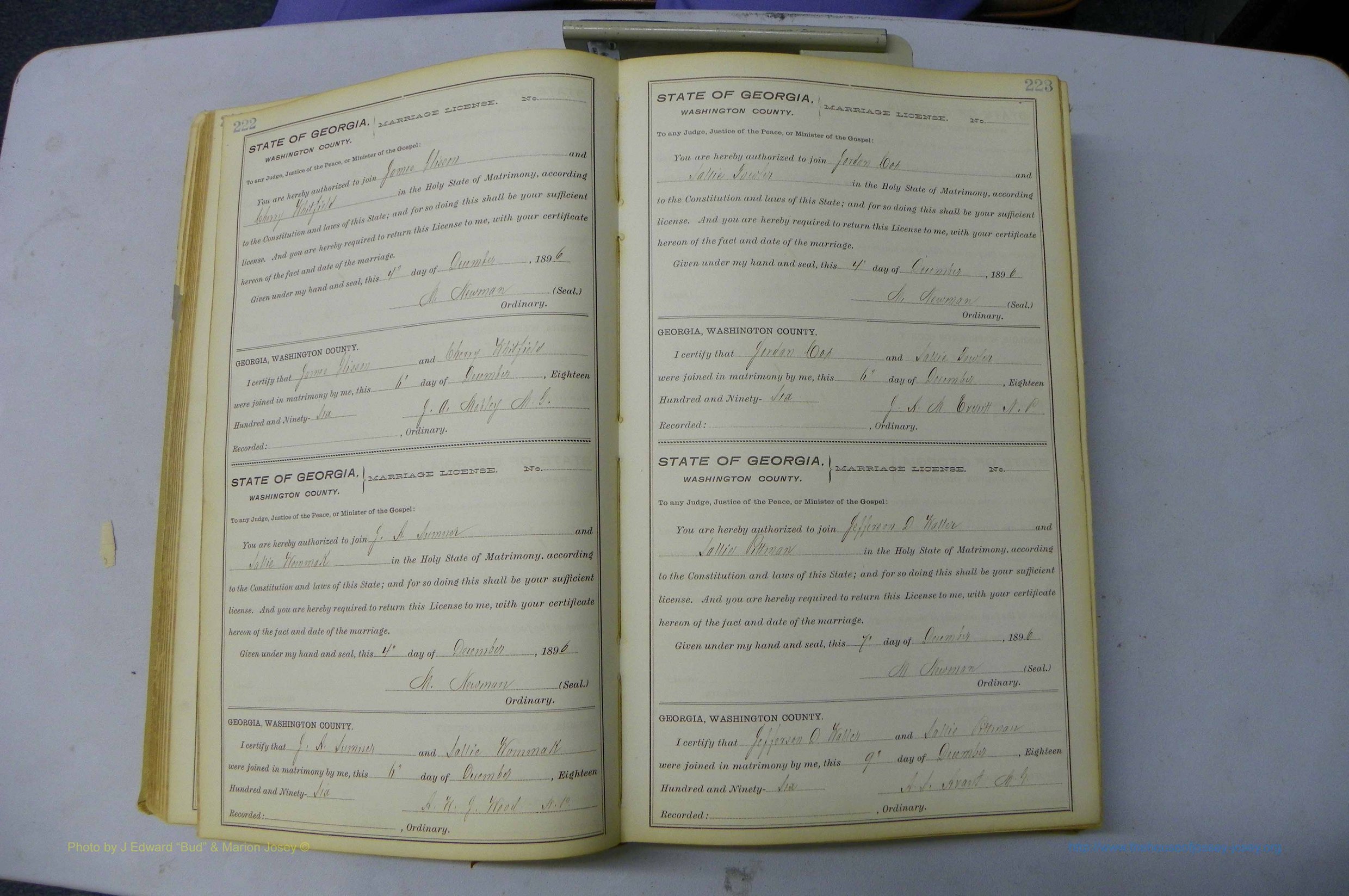 Was GA, Marriages Book H, 1895 - 1899, P 222-223.JPG
