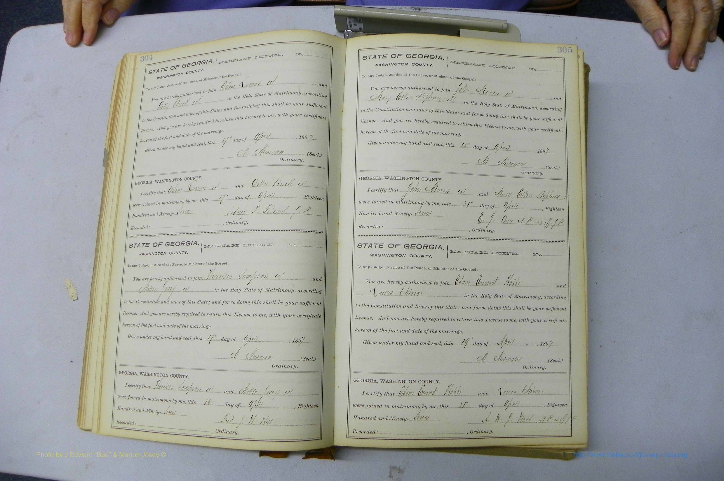 Was GA, Marriages Book H, 1895 - 1899, P 304-305.JPG