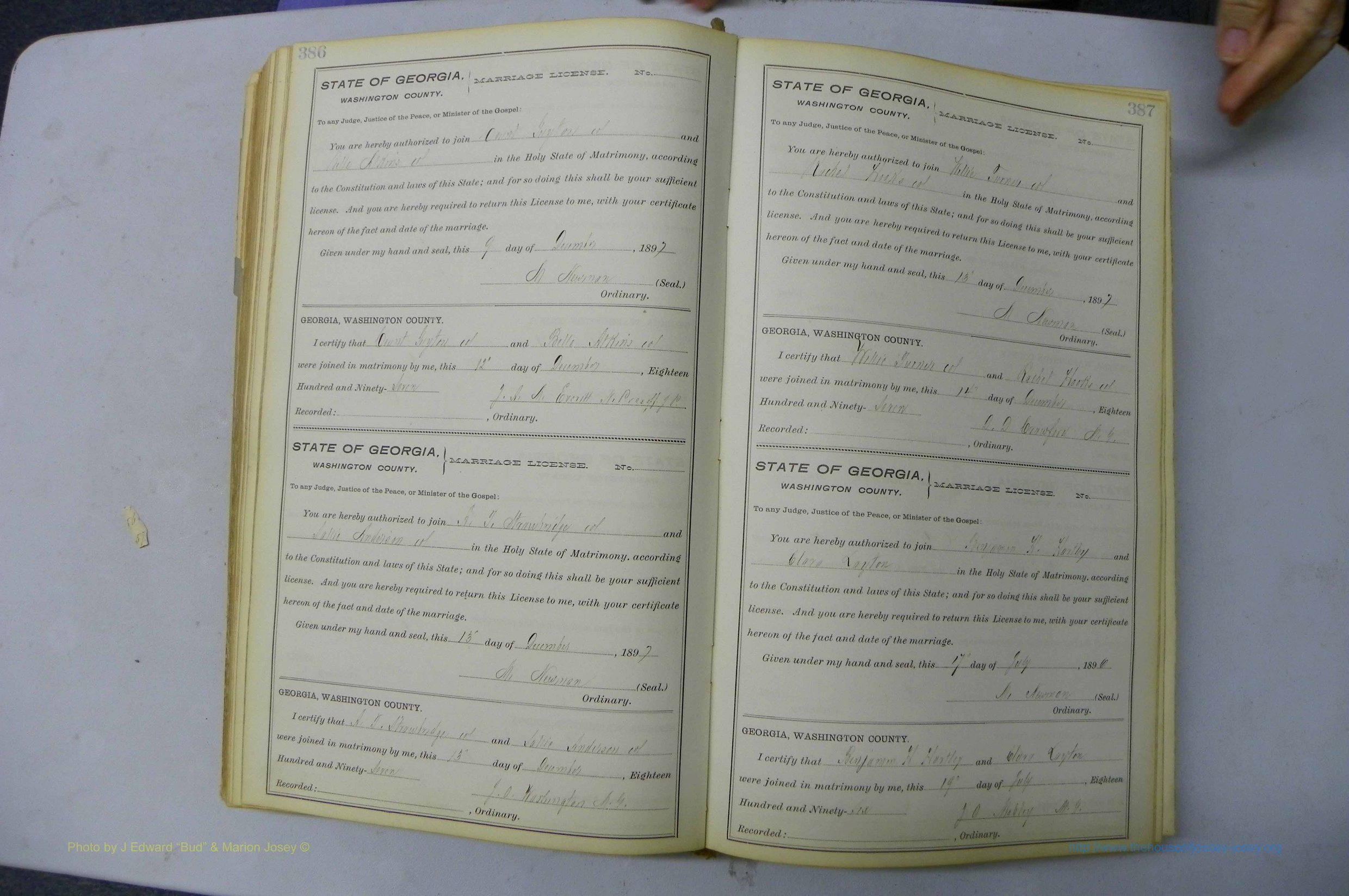 Was GA, Marriages Book H, 1895 - 1899, P 386-387.JPG