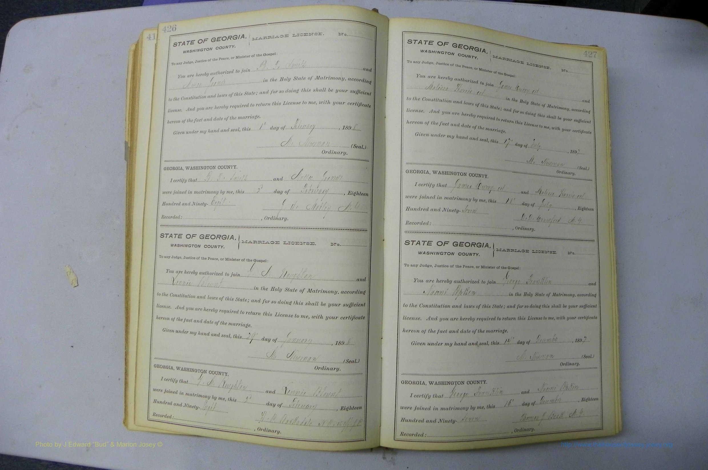 Was GA, Marriages Book H, 1895 - 1899, P 426-427.JPG